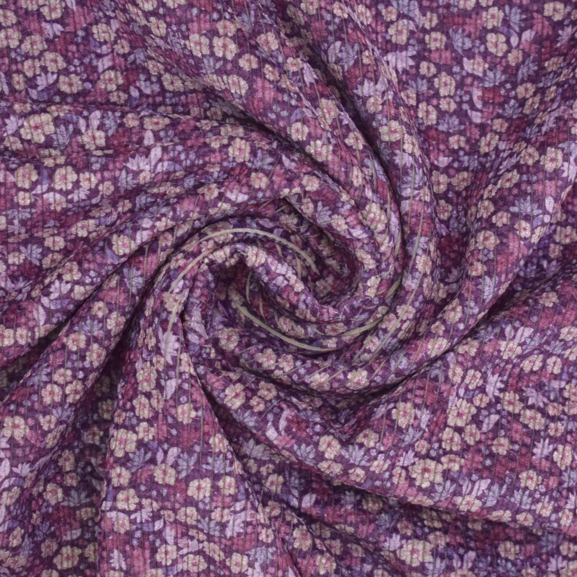 Feincord Dizzy Flowers, lila von Stoffe Hemmers