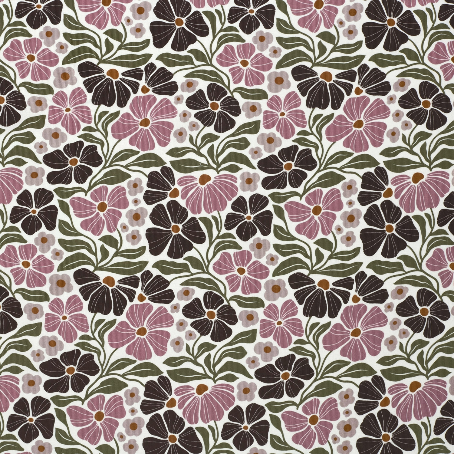 Feincord Flower Garden, wollweiß von Stoffe Hemmers