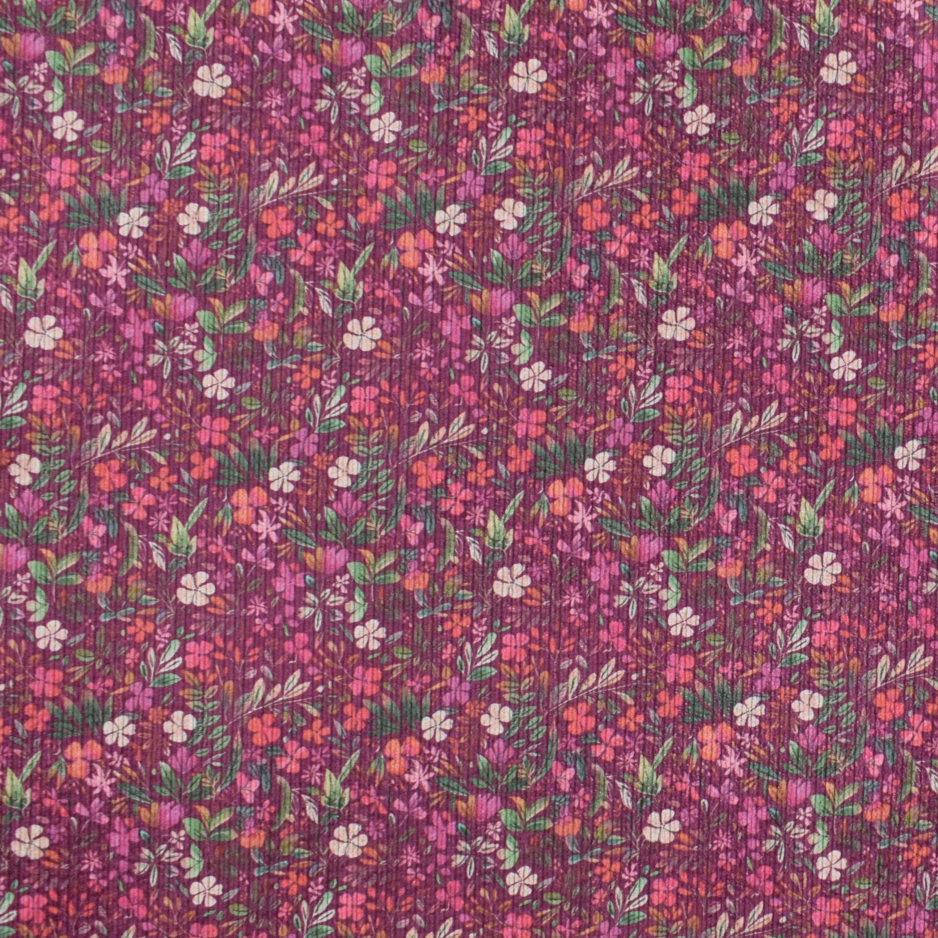 Feincord Streublumen, magenta von Stoffe Hemmers