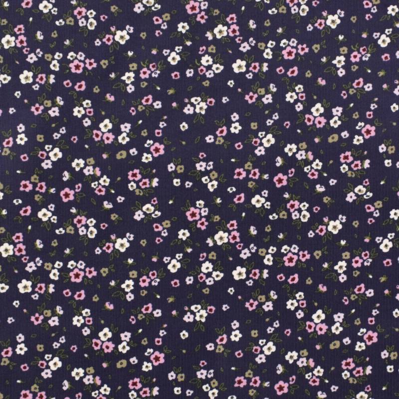 Feincord Sweet Flowers, violett Feincord Sweet Flowers, violett von Stoffe Hemmers