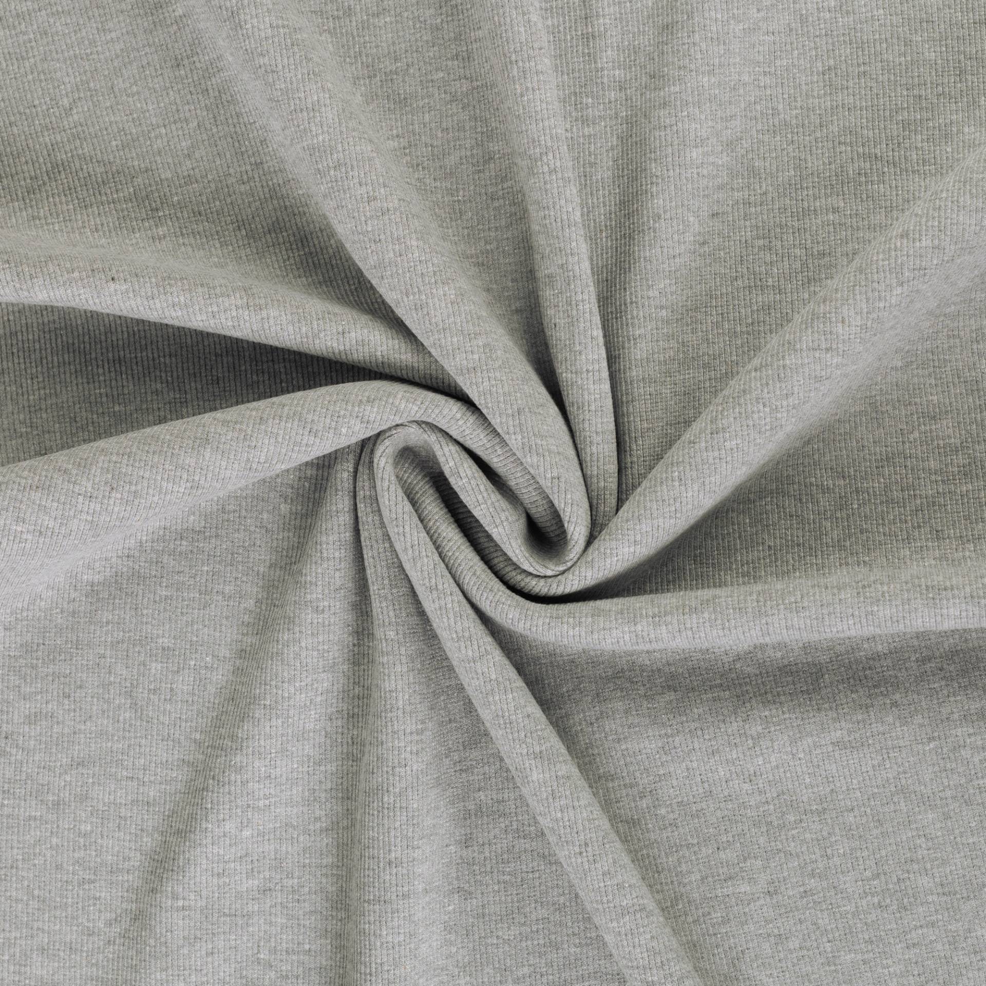 Feinrippbündchen 45 cm, hellgrau meliert von Stoffe Hemmers