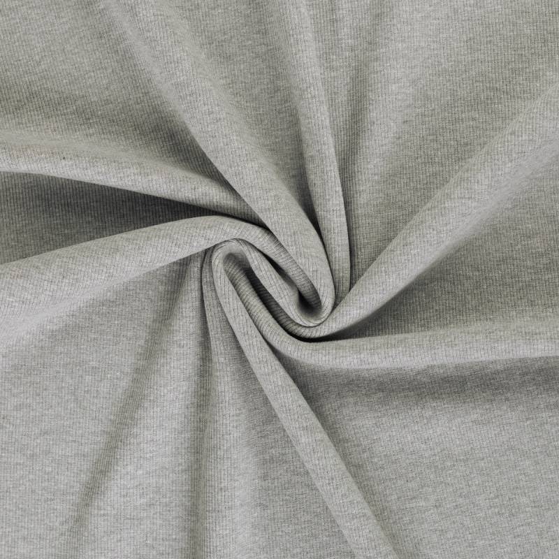 Feinrippbündchen 45 cm, hellgrau meliert von Stoffe Hemmers