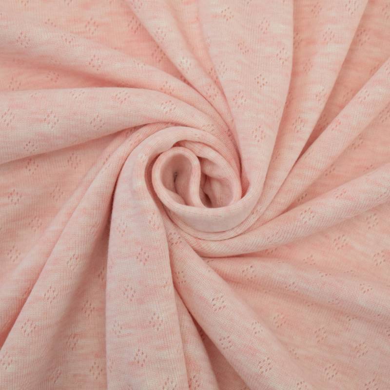 Feinstrickjersey Ajour, rosé meliert von Stoffe Hemmers