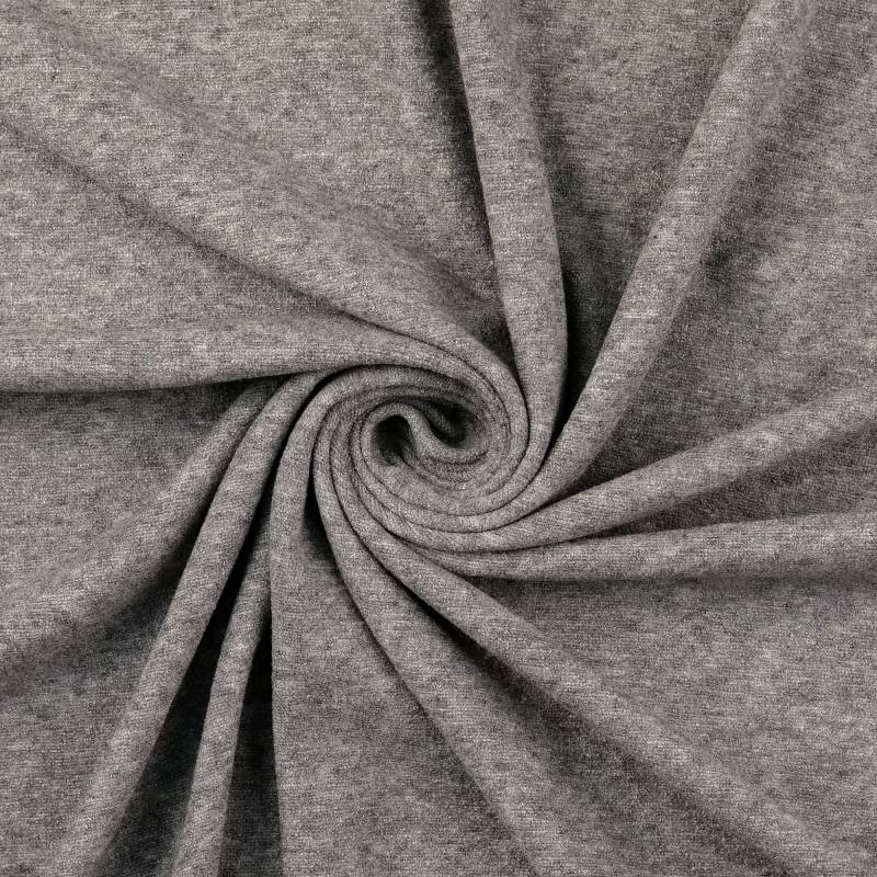 Feinstrickjersey Melange, hellgrau von Stoffe Hemmers