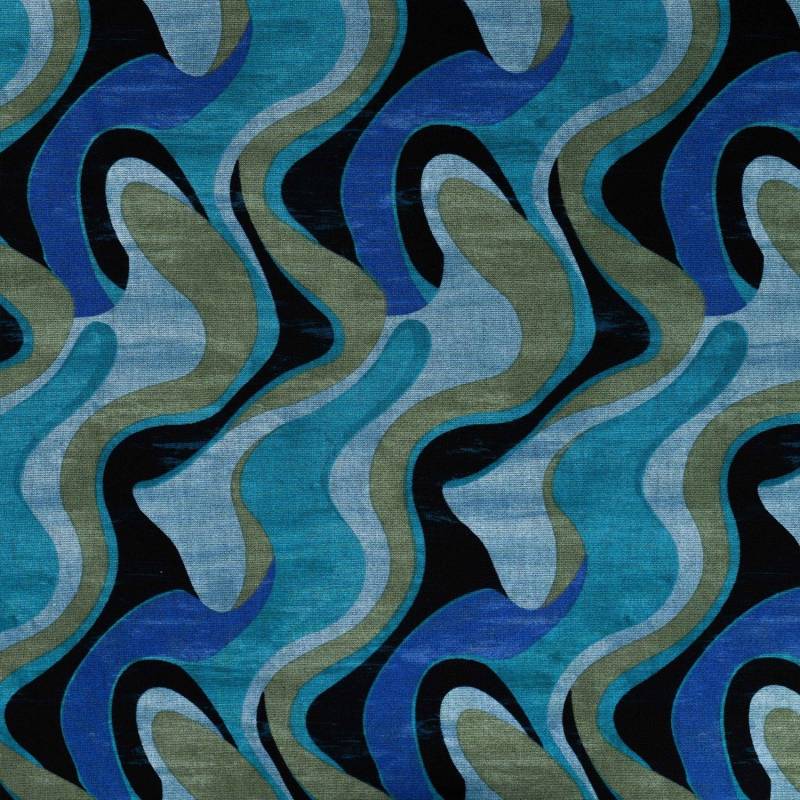 Feinstrickjersey Retro Waves, petrol Feinstrickjersey Retro Waves, petrol von Stoffe Hemmers