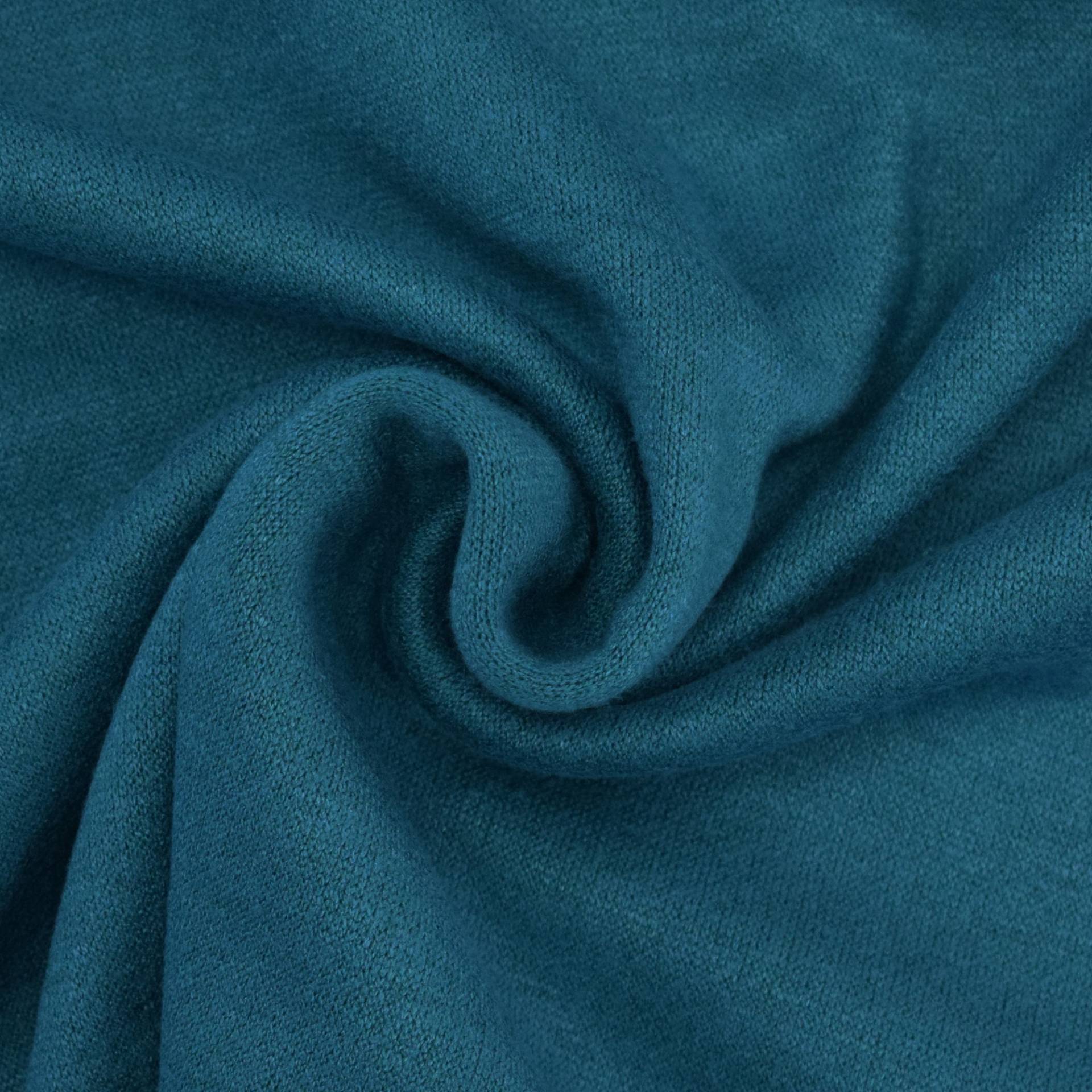 Feinstrickstoff Doubleface Melange, petrol von Stoffe Hemmers