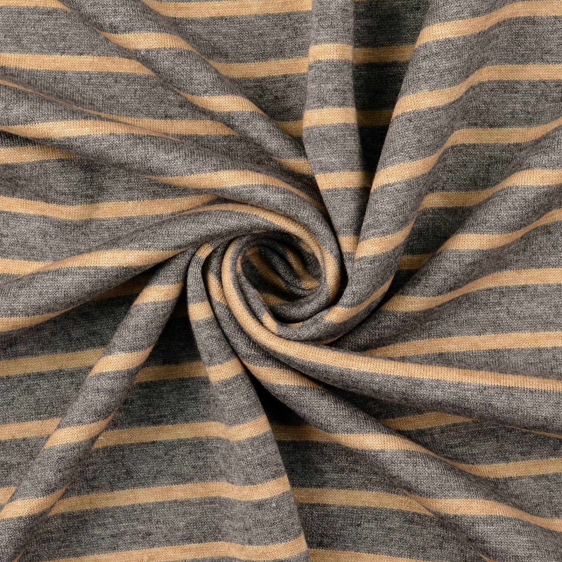 Feinstrickstoff Doubleface Stripes, grau von Stoffe Hemmers
