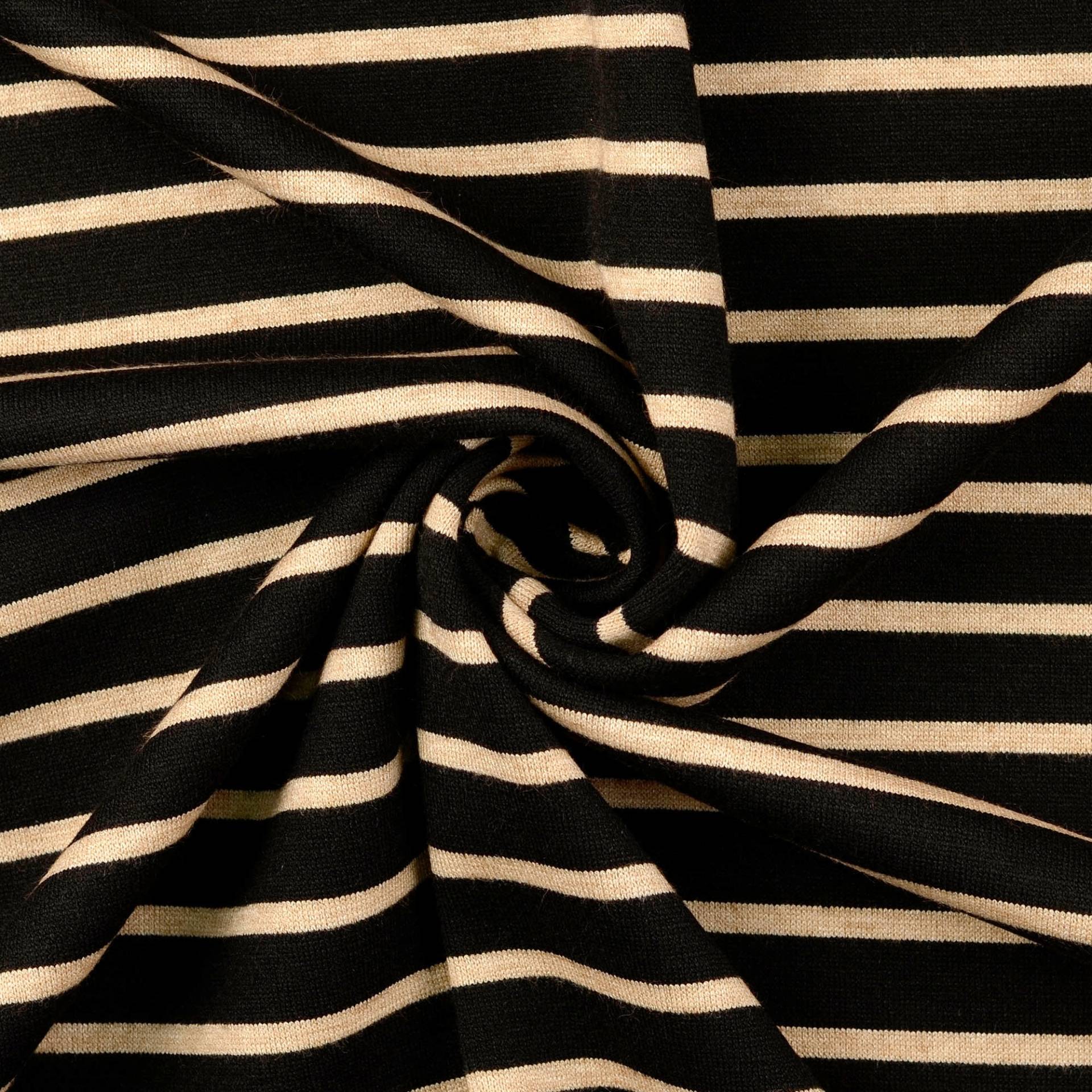 Feinstrickstoff Doubleface Stripes, schwarz von Stoffe Hemmers