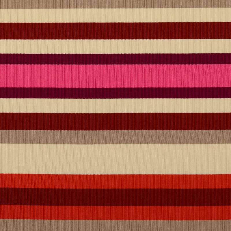 Feinstrickstoff gerippt Streifen, rot von Stoffe Hemmers