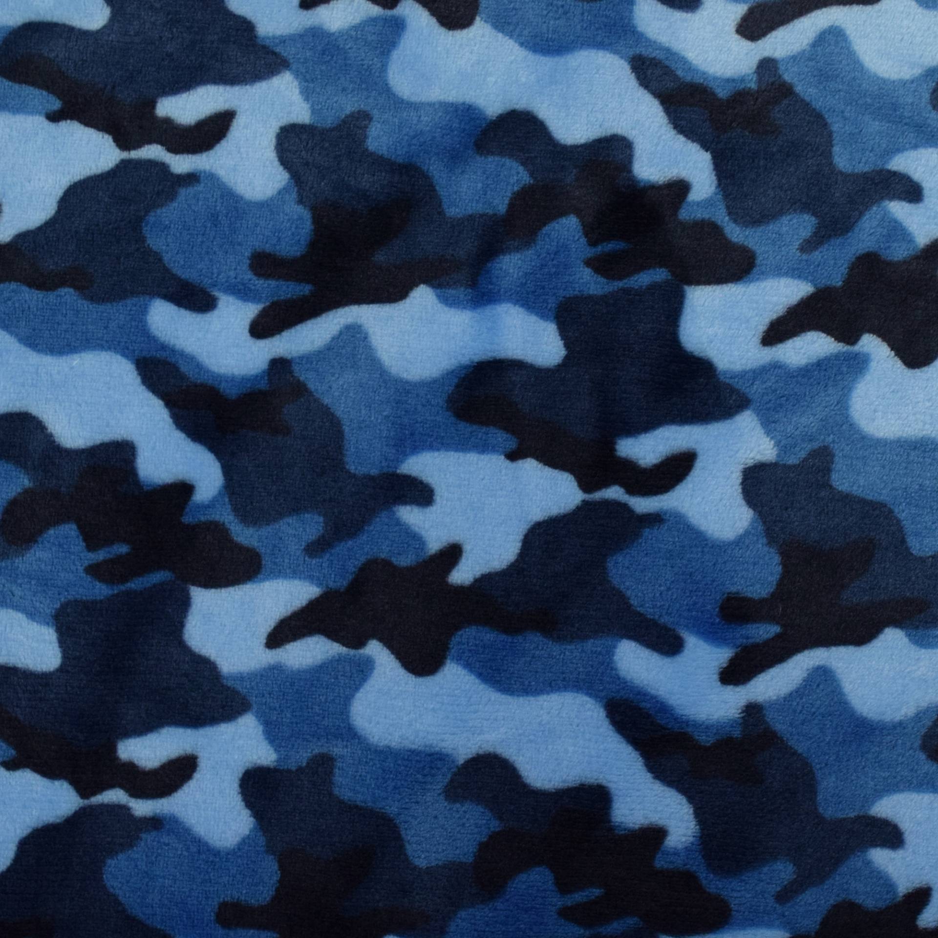 Flanell Fleece Camouflage, blau von Stoffe Hemmers