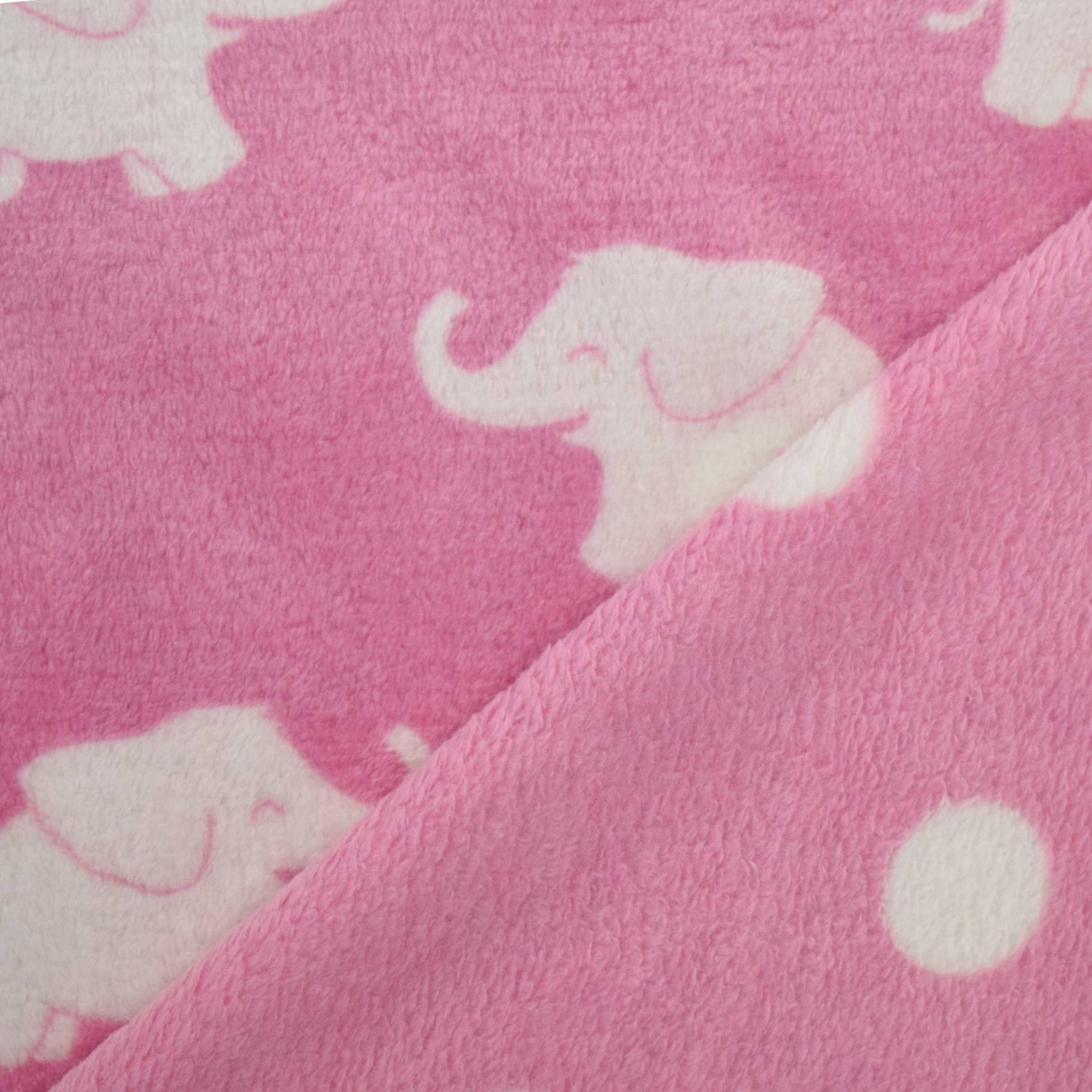 Flanell Fleece Doubleface Elephants, rosa von Stoffe Hemmers