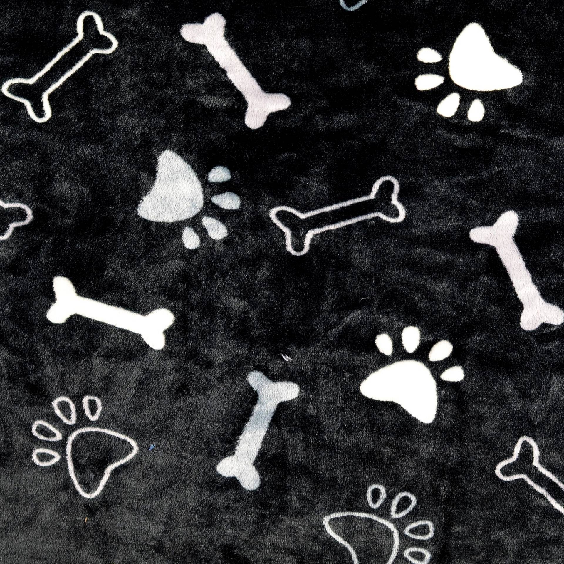 Flanell Fleece Paws and Bones, schwarz von Stoffe Hemmers