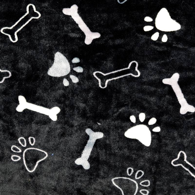Flanell Fleece Paws and Bones, schwarz von Stoffe Hemmers