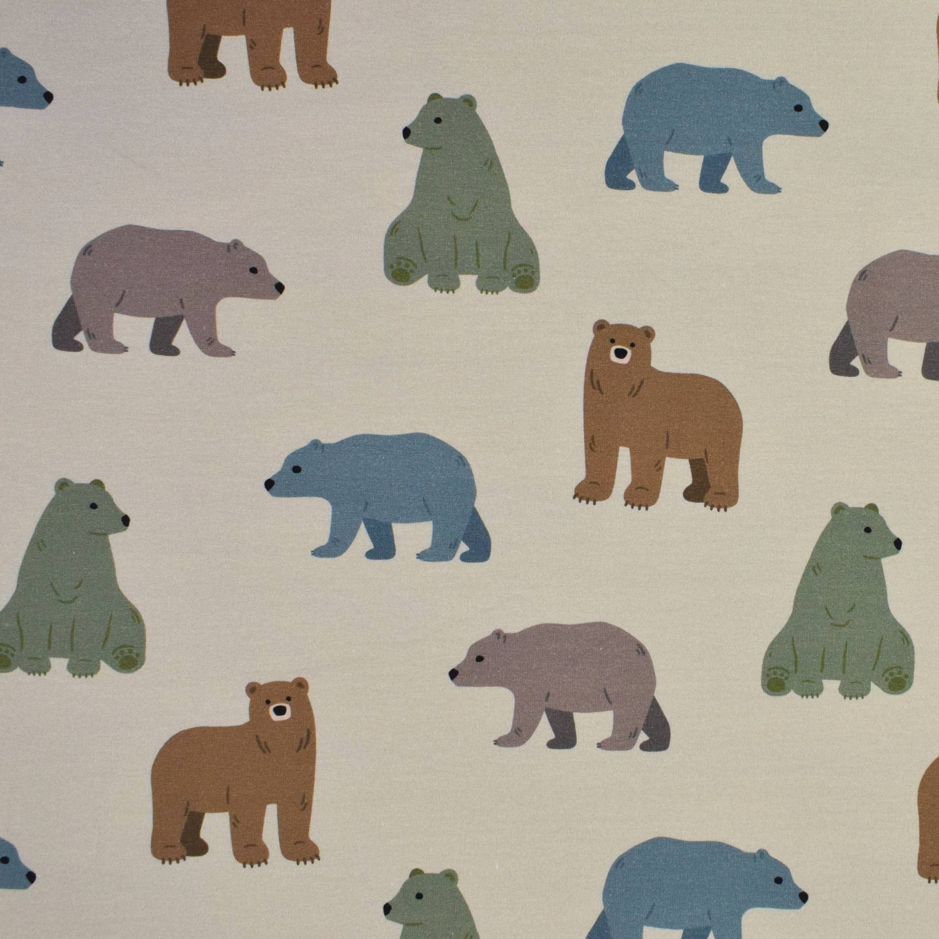 French Terry Bären, beige von Stoffe Hemmers