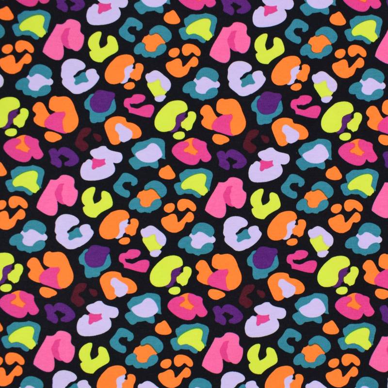 French Terry Colorful Leo, schwarz von Stoffe Hemmers