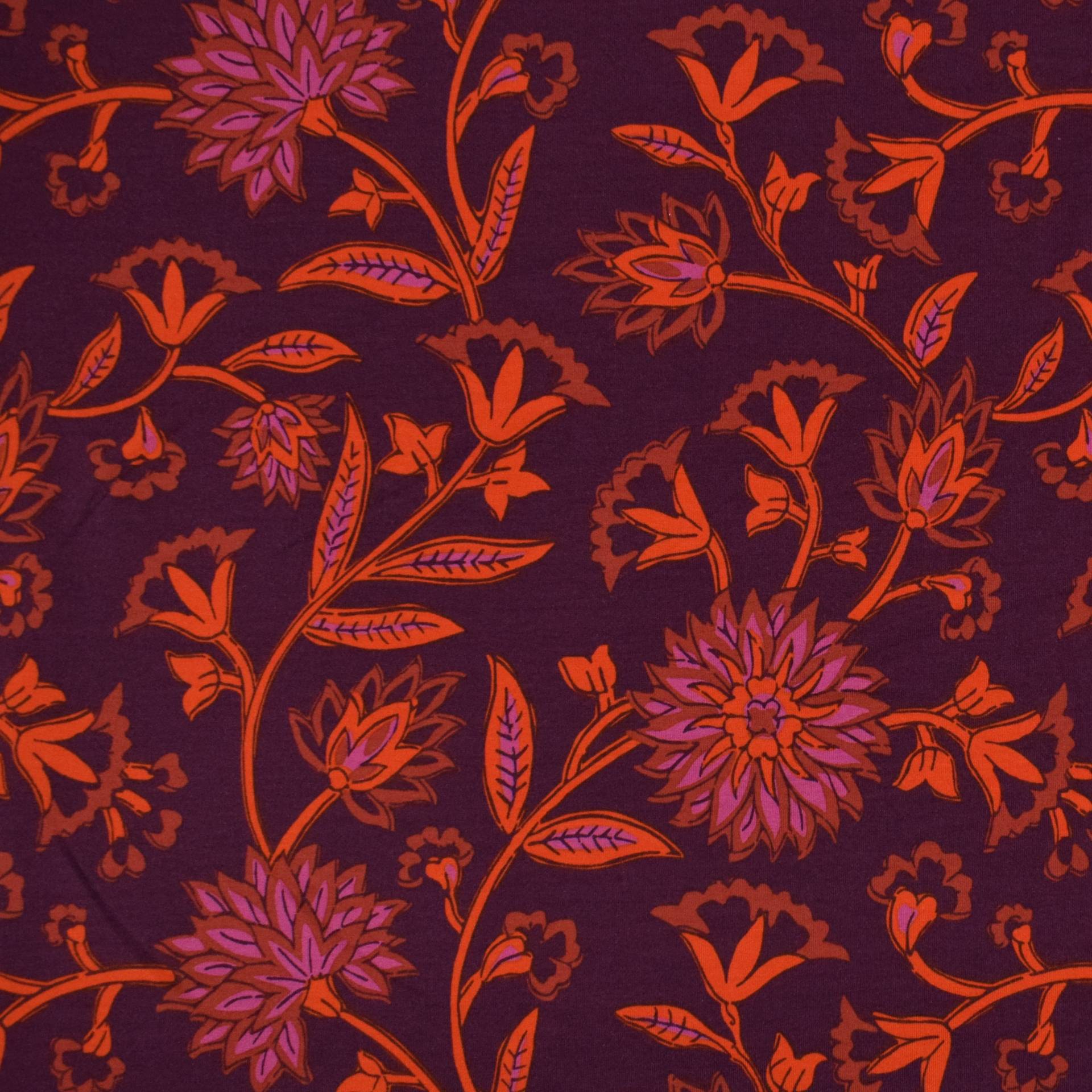 French Terry Flower Paradise, bordeaux von Stoffe Hemmers