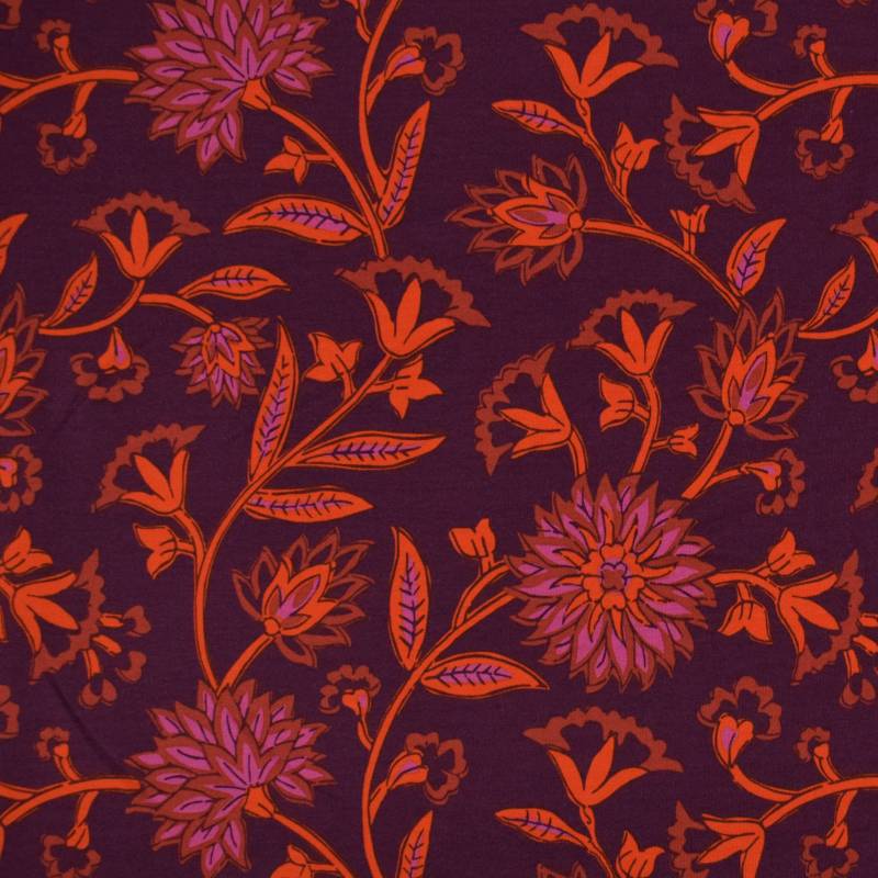 French Terry Flower Paradise, bordeaux French Terry Flower Paradise, bordeaux von Stoffe Hemmers