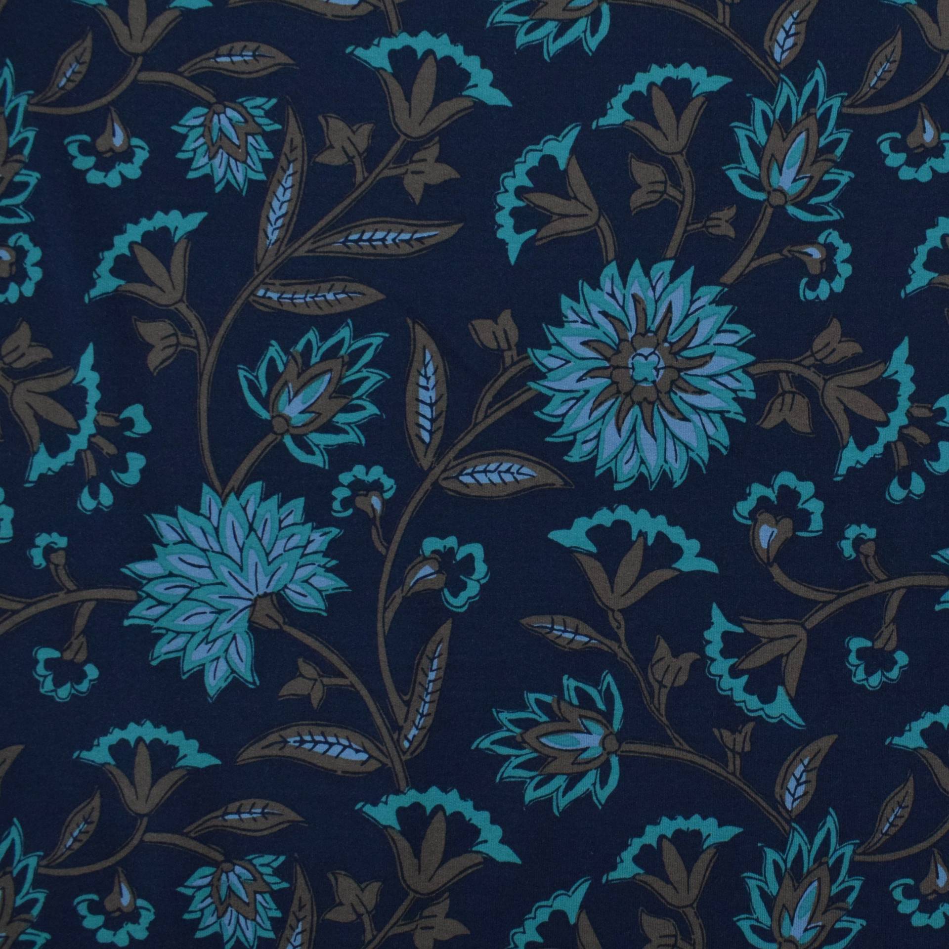 French Terry Flower Paradise, marine von Stoffe Hemmers