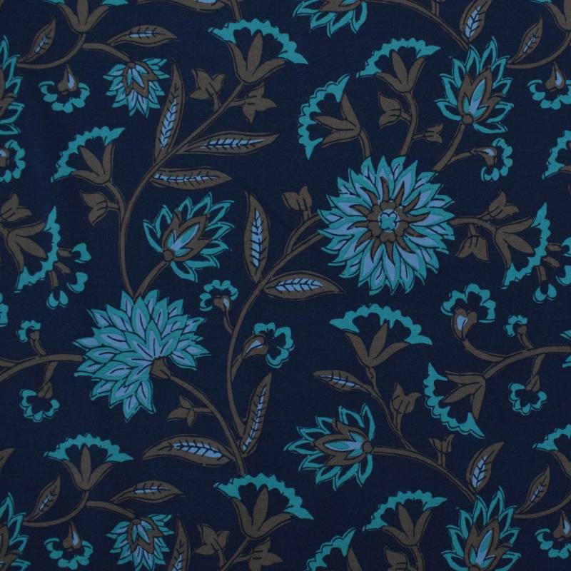 French Terry Flower Paradise, marine French Terry Flower Paradise, marine von Stoffe Hemmers