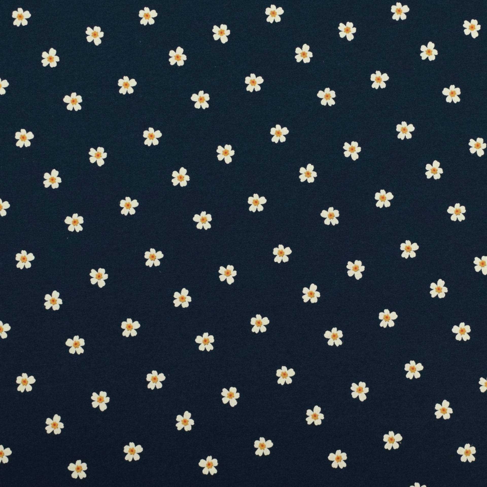 French Terry Little Daisy, dunkelblau French Terry Little Daisy, dunkelblau von Stoffe Hemmers