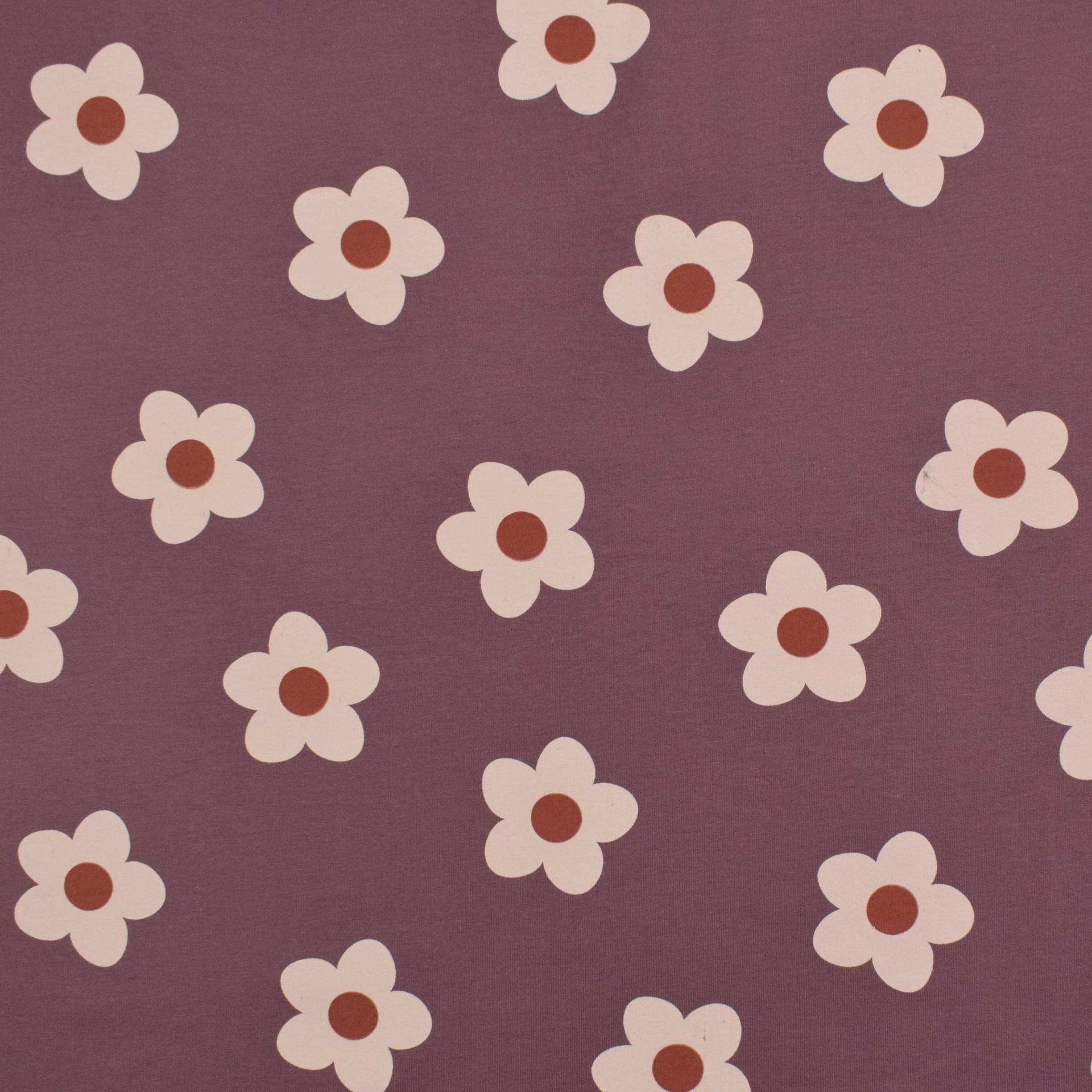 French Terry Lovely Flowers, aubergine French Terry Lovely Flowers, aubergine von Stoffe Hemmers