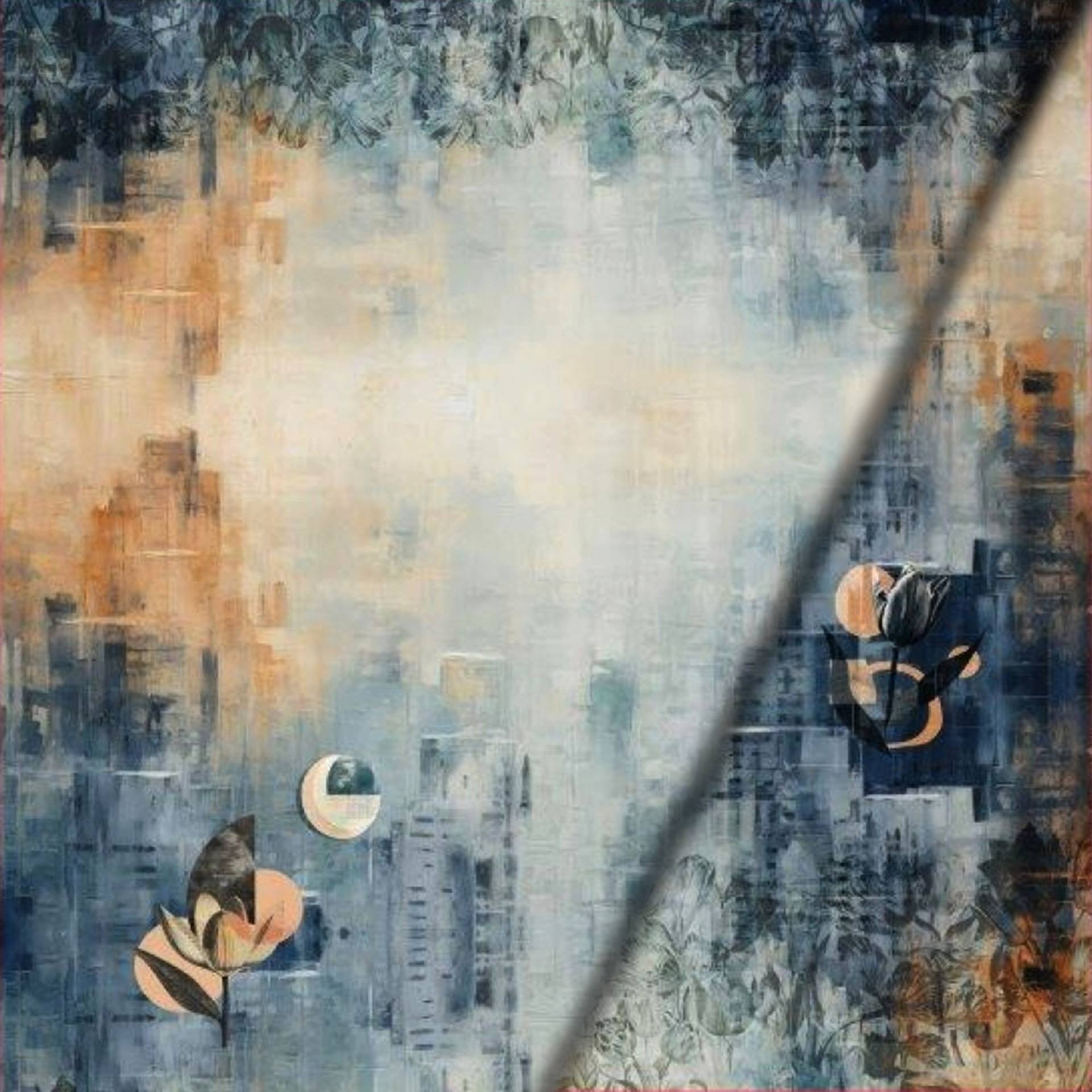 French Terry Panel angeraut Tulip Dream, 150 x 160 cm von Stoffe Hemmers