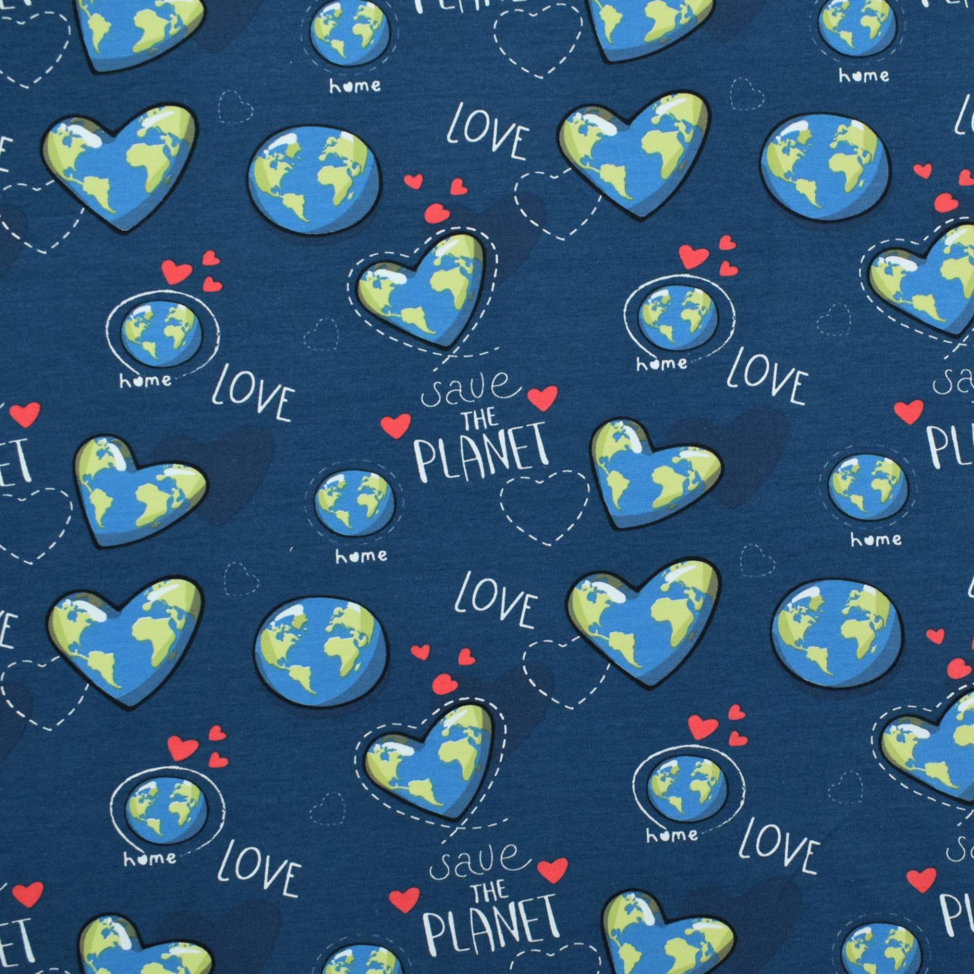 French Terry Save the Planet, blaupetrol French Terry Save the Planet, blaupetrol von Stoffe Hemmers