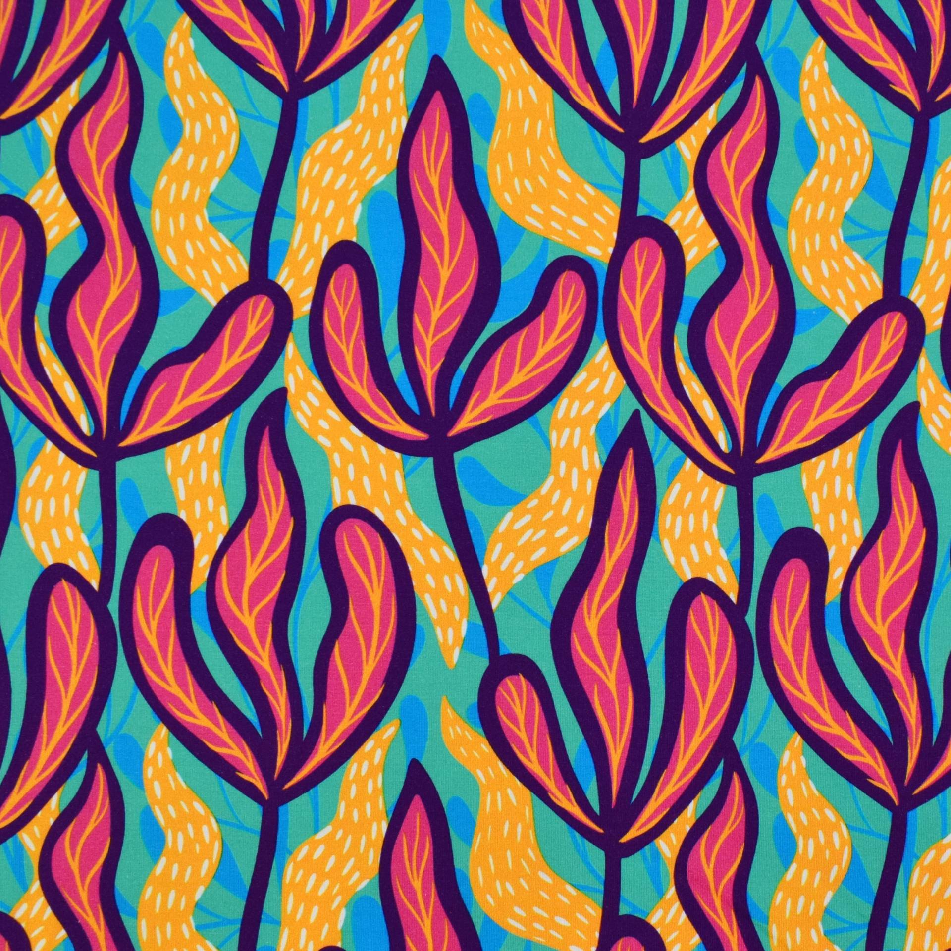 French Terry angeraut Colorful Dream, grün von Stoffe Hemmers