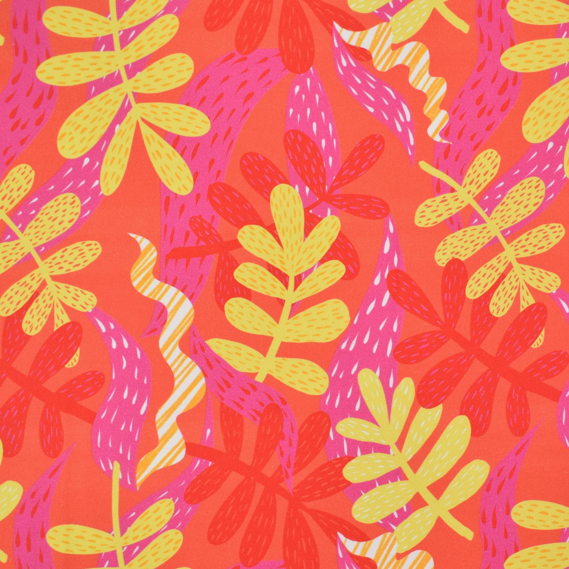 French Terry angeraut Flying Leaves, orange von Stoffe Hemmers