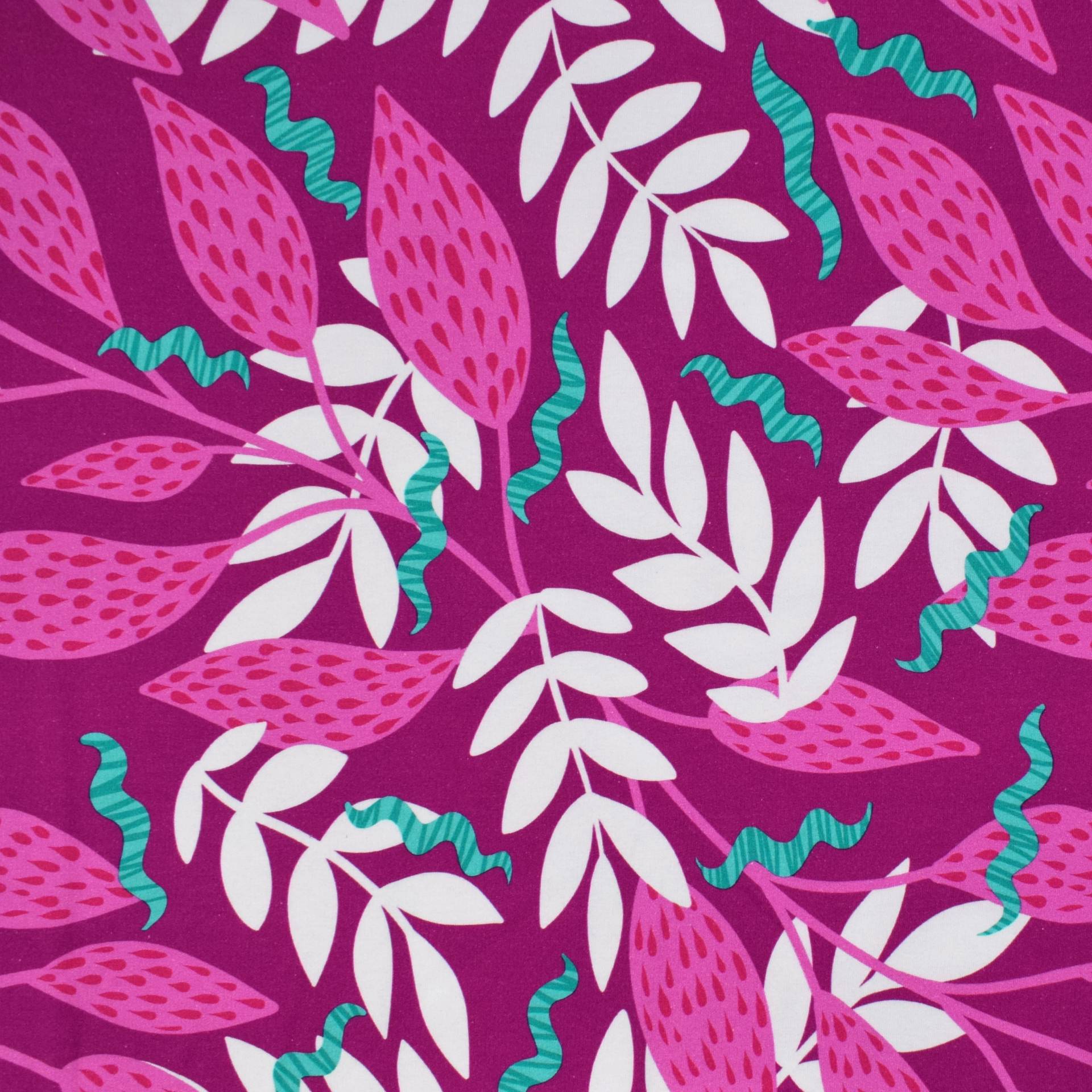 French Terry angeraut Leaf Dream, magenta von Stoffe Hemmers