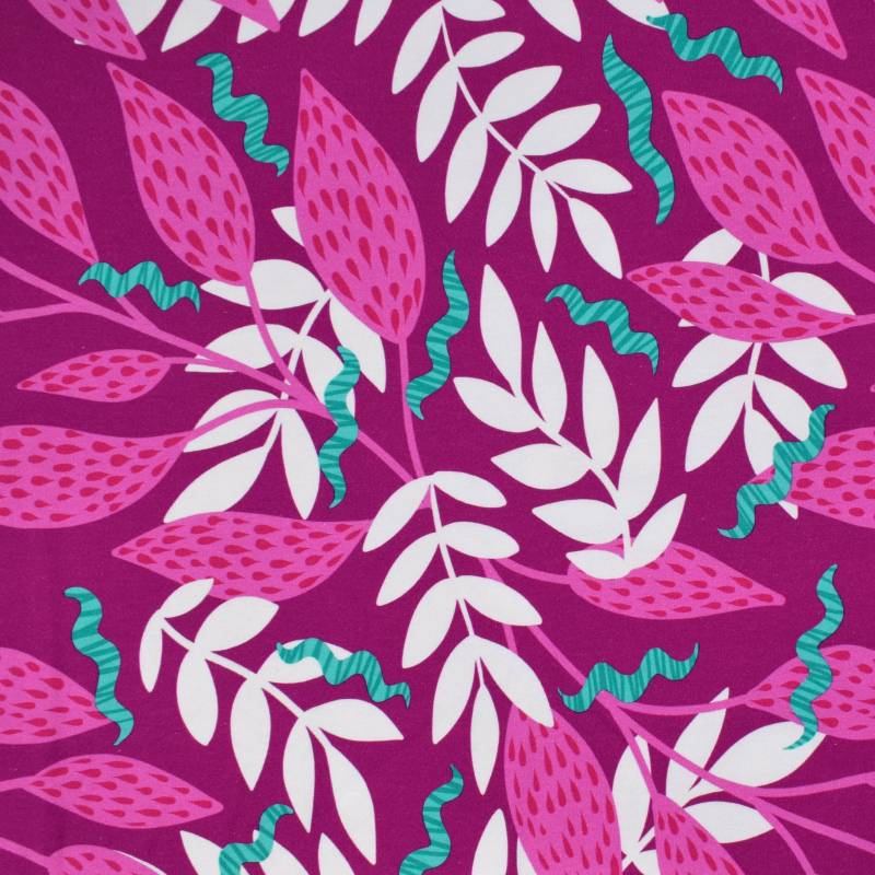 French Terry angeraut Leaf Dream, magenta French Terry angeraut Leaf Dream, magenta von Stoffe Hemmers