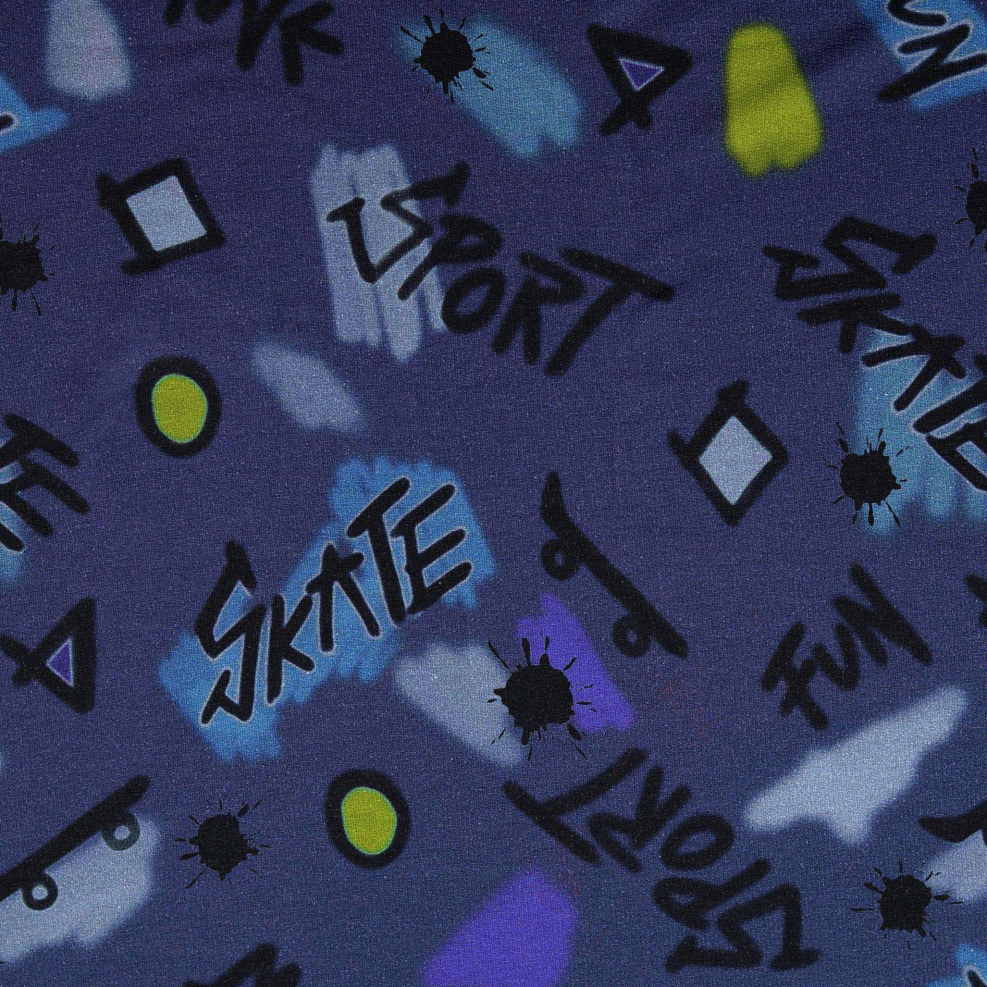 French Terry angeraut Skate, dunkelblau von Stoffe Hemmers