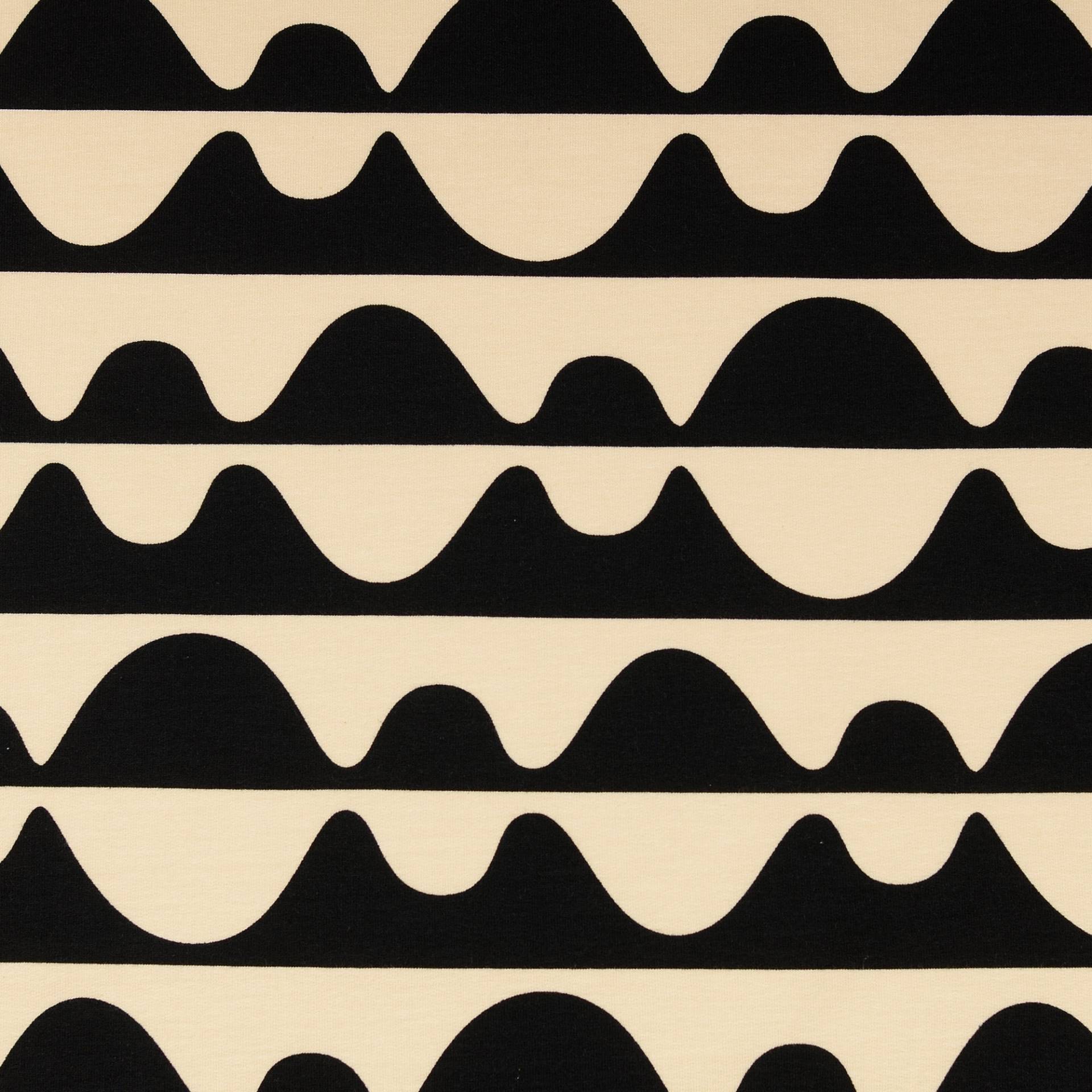 French Terry angeraut Waves, schwarz French Terry angeraut Waves, schwarz von Stoffe Hemmers