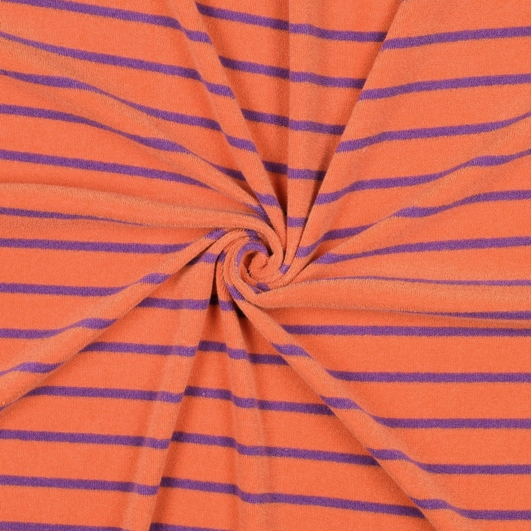 Frottee-Jersey Stripes, orange von Stoffe Hemmers