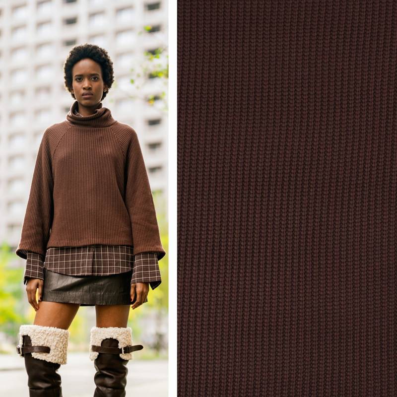 Grobstrickstoff Fibre Mood, dunkelbraun von Stoffe Hemmers