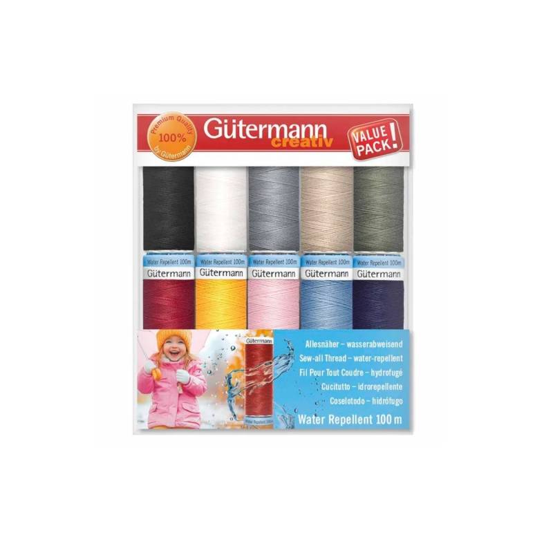 Gütermann Allesnäher Water Repellent Nähgarn-Set 10 Farben von Stoffe Hemmers