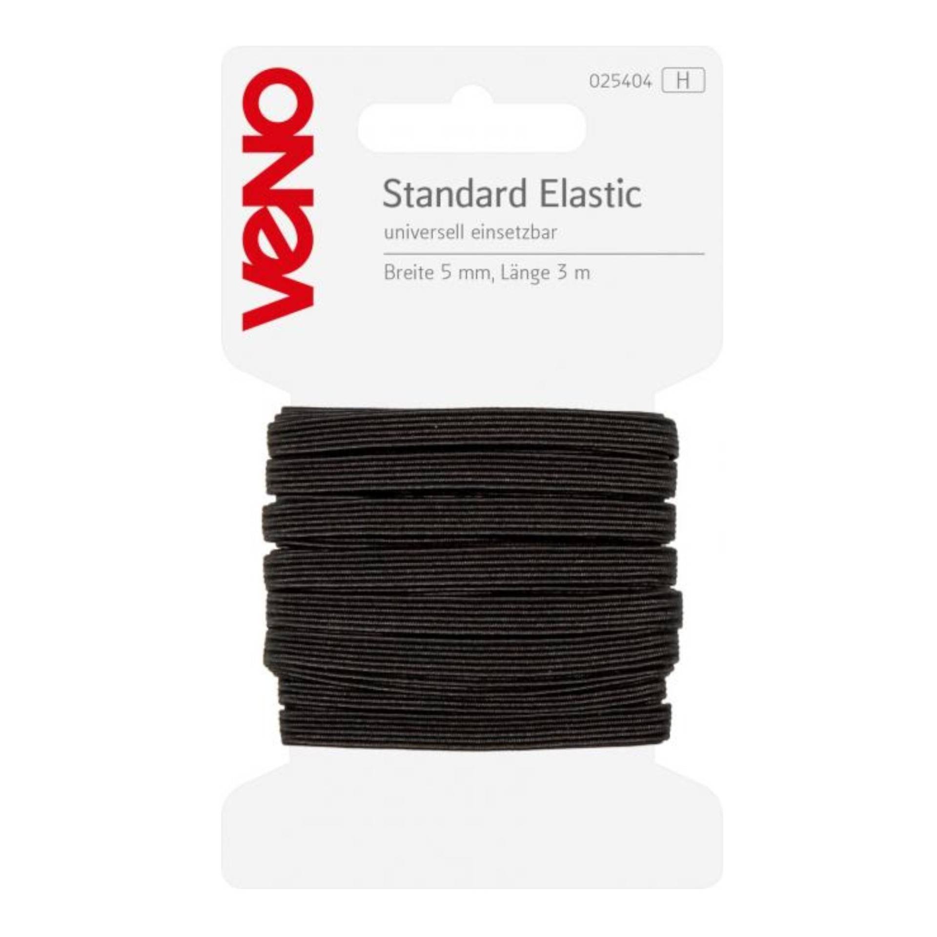 Gummiband, 3 m, 5 mm breit, schwarz von Stoffe Hemmers