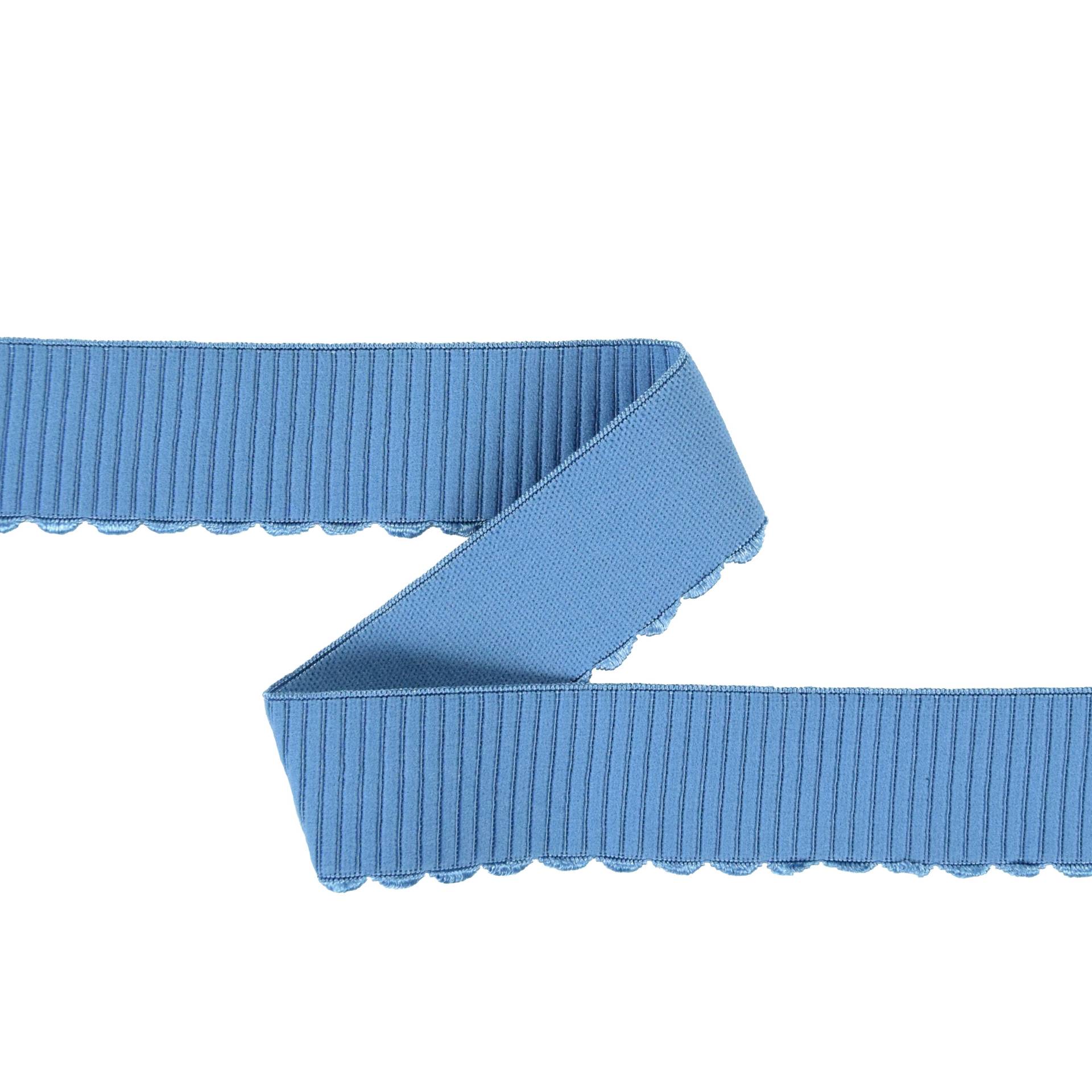 Gummiband mit Sticklitze 38 mm, jeansblau Gummiband mit Sticklitze 38 mm, jeansblau von Stoffe Hemmers