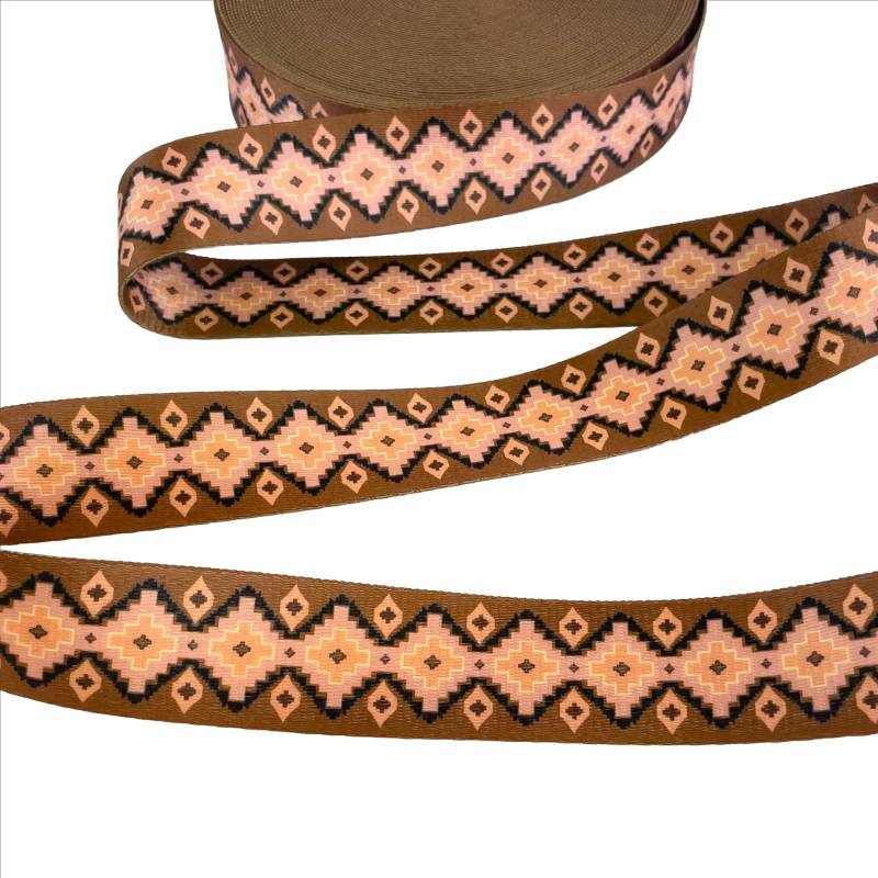 Gurtband Doubleface Diamond Shape, braun von Stoffe Hemmers