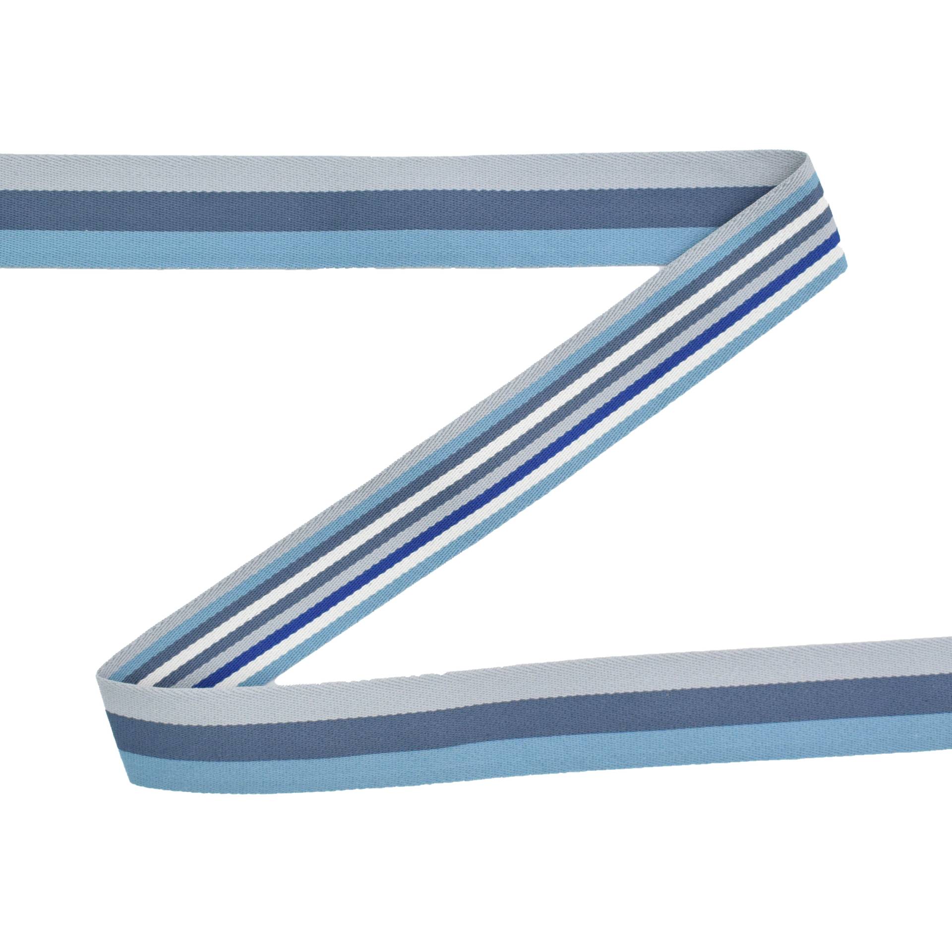 Gurtband Doubleface Stripes 40mm, blau von Stoffe Hemmers