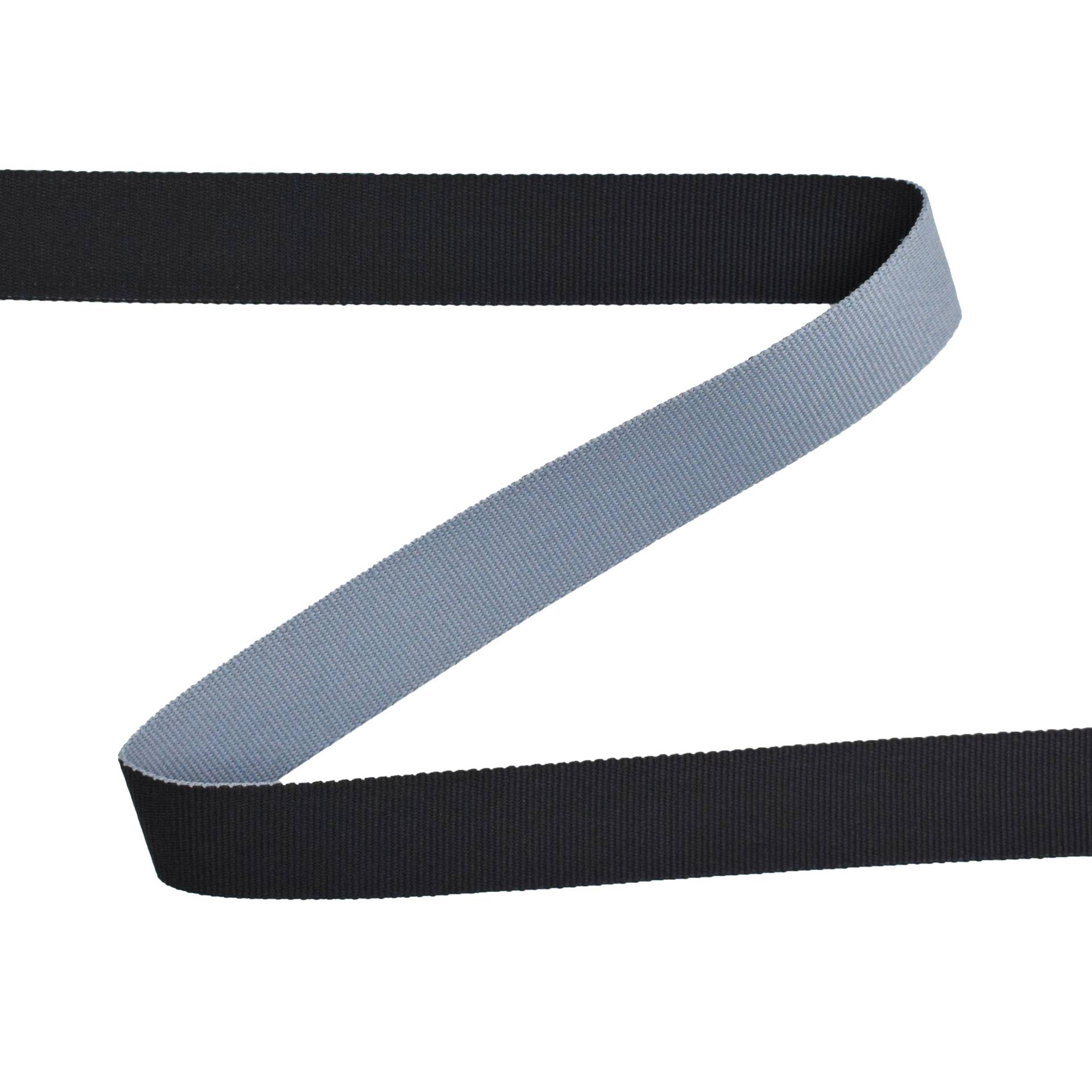 Gurtband Uni Doubleface 38mm, grau- schwarz von Stoffe Hemmers