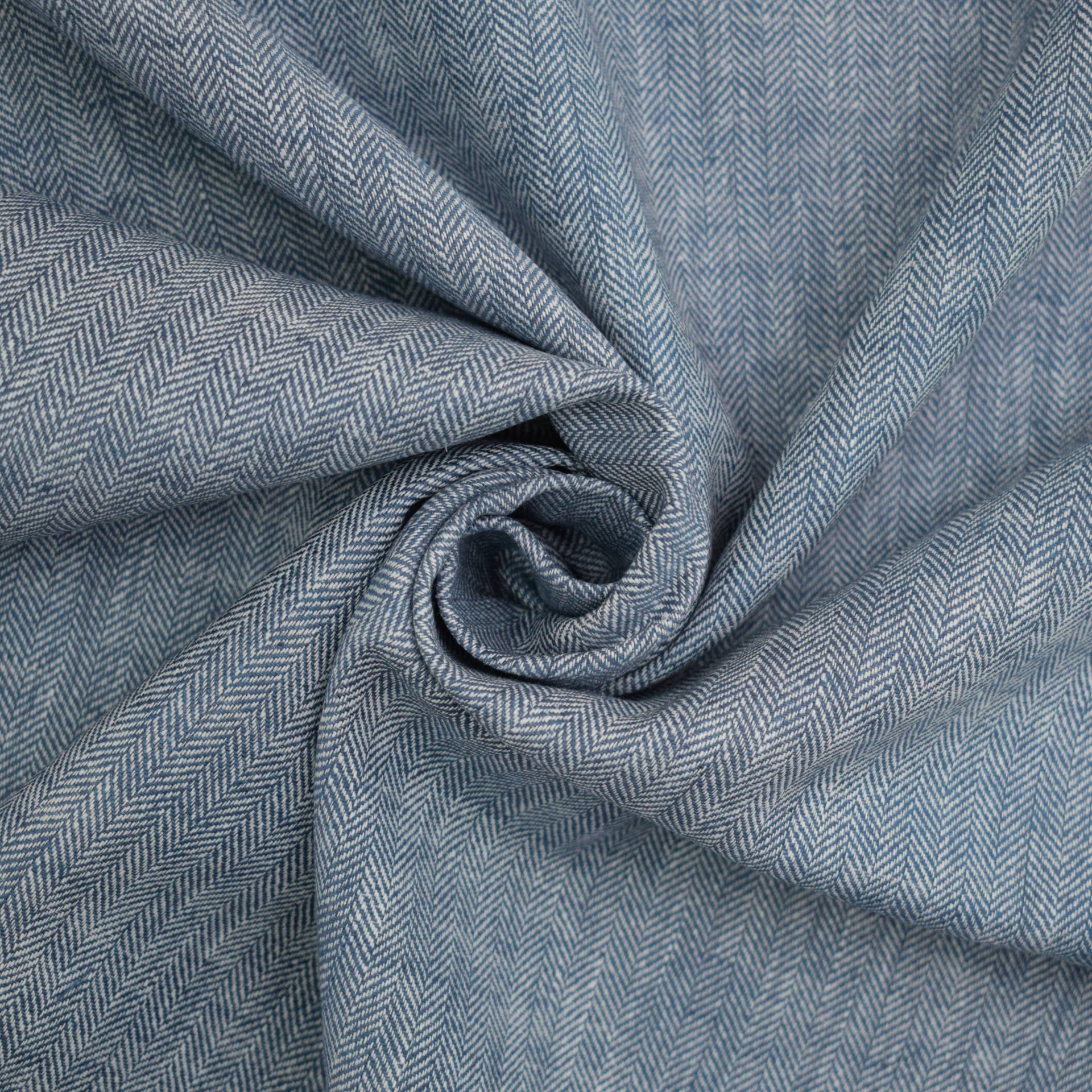 Halbleinen Herringbone, blau von Stoffe Hemmers