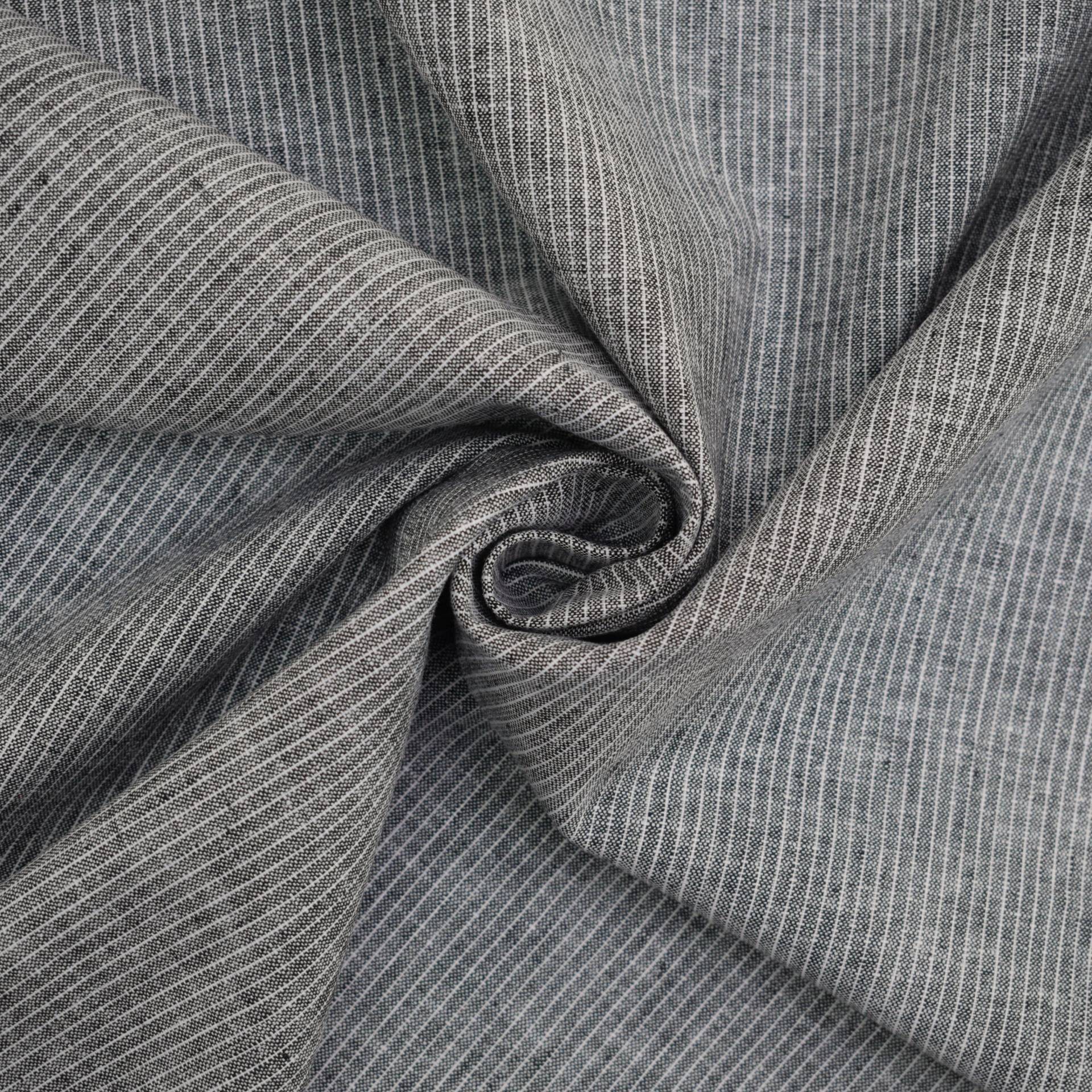 Halbleinen Small Stripe, schwarz von Stoffe Hemmers