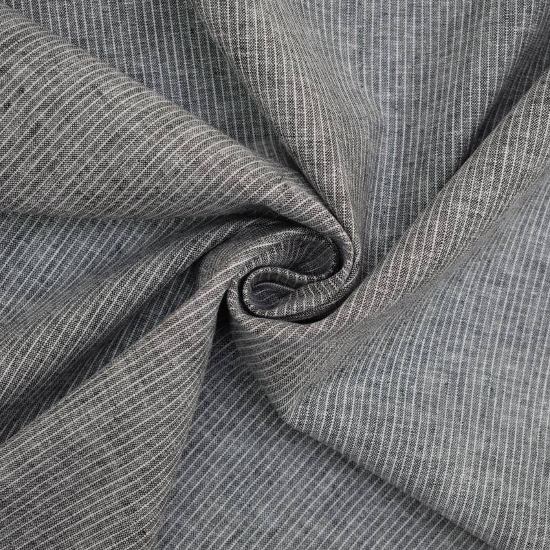 Halbleinen Small Stripe, schwarz von Stoffe Hemmers