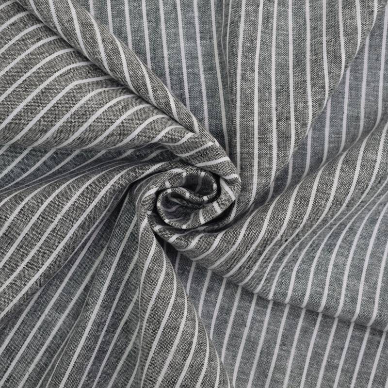 Halbleinen Stripes, schwarz von Stoffe Hemmers