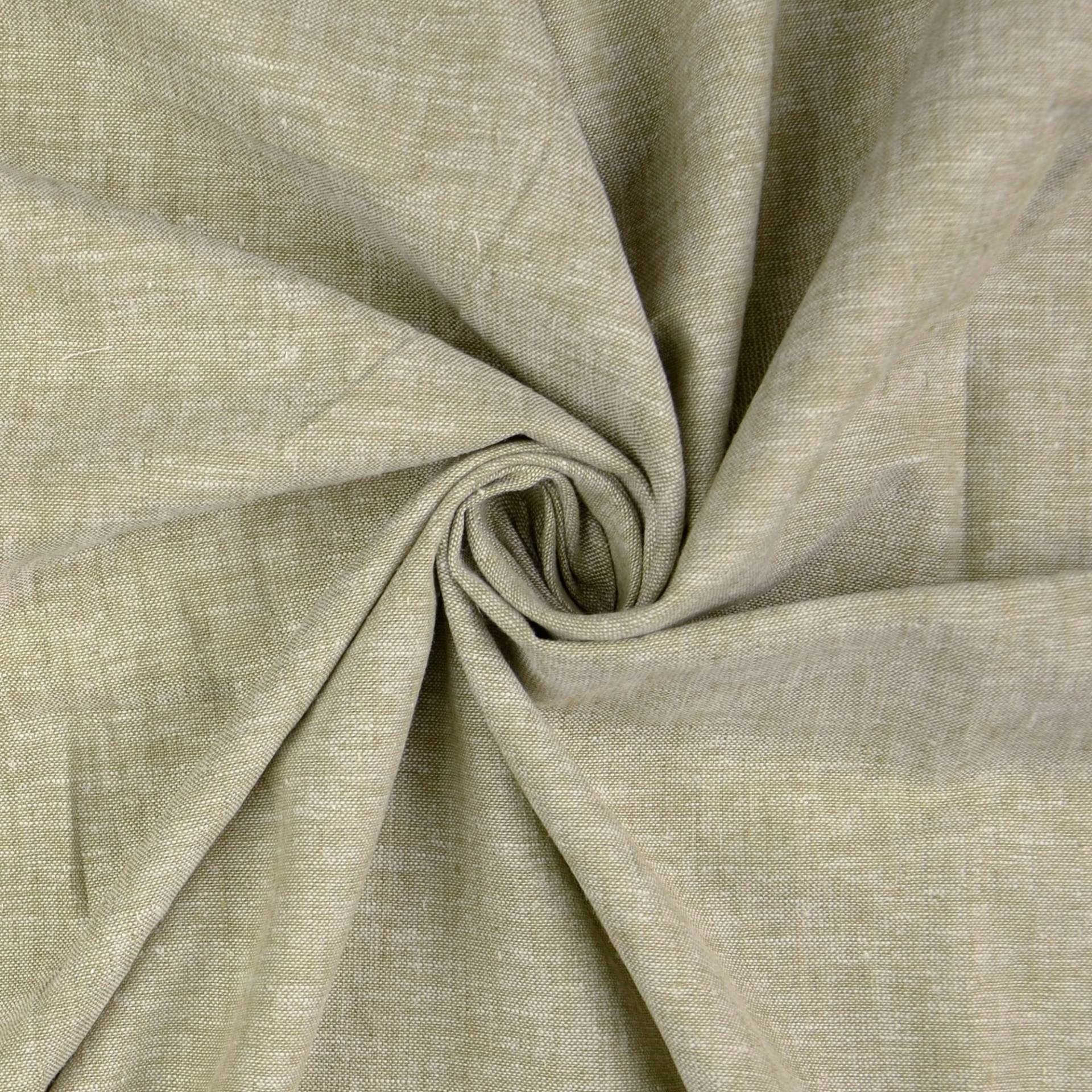 Halbleinen meliert, hell olivgrün von Stoffe Hemmers