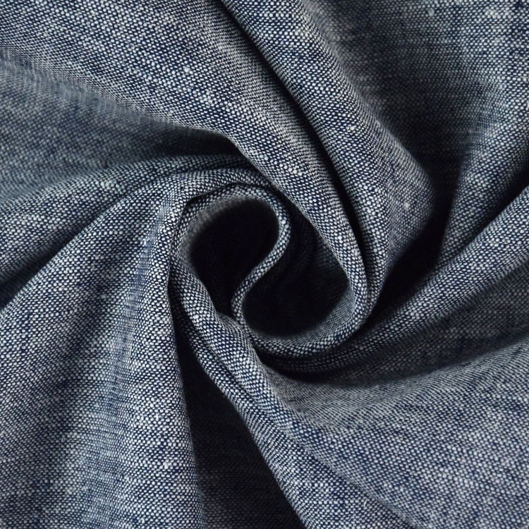 Halbleinen meliert, jeansblau von Stoffe Hemmers