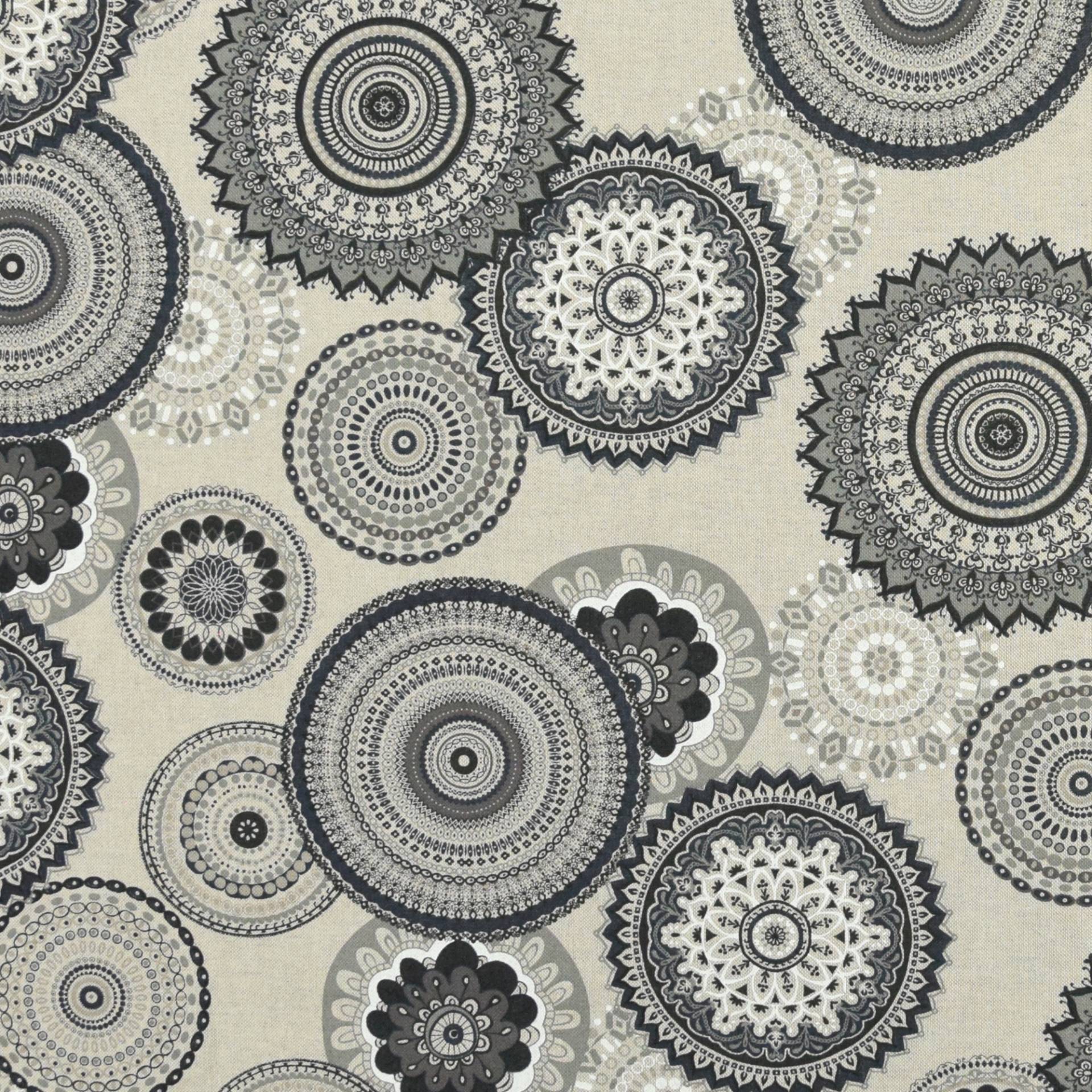 Dekostoff Halbpanama Mandala, schwarz Dekostoff Halbpanama Mandala, schwarz von Stoffe Hemmers