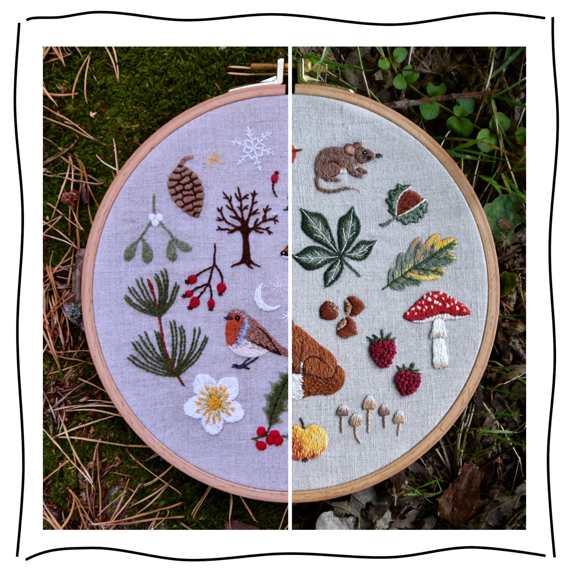 Handstickvorlage Fabelwald Kombi Herbst + Winter von Stoffe Hemmers