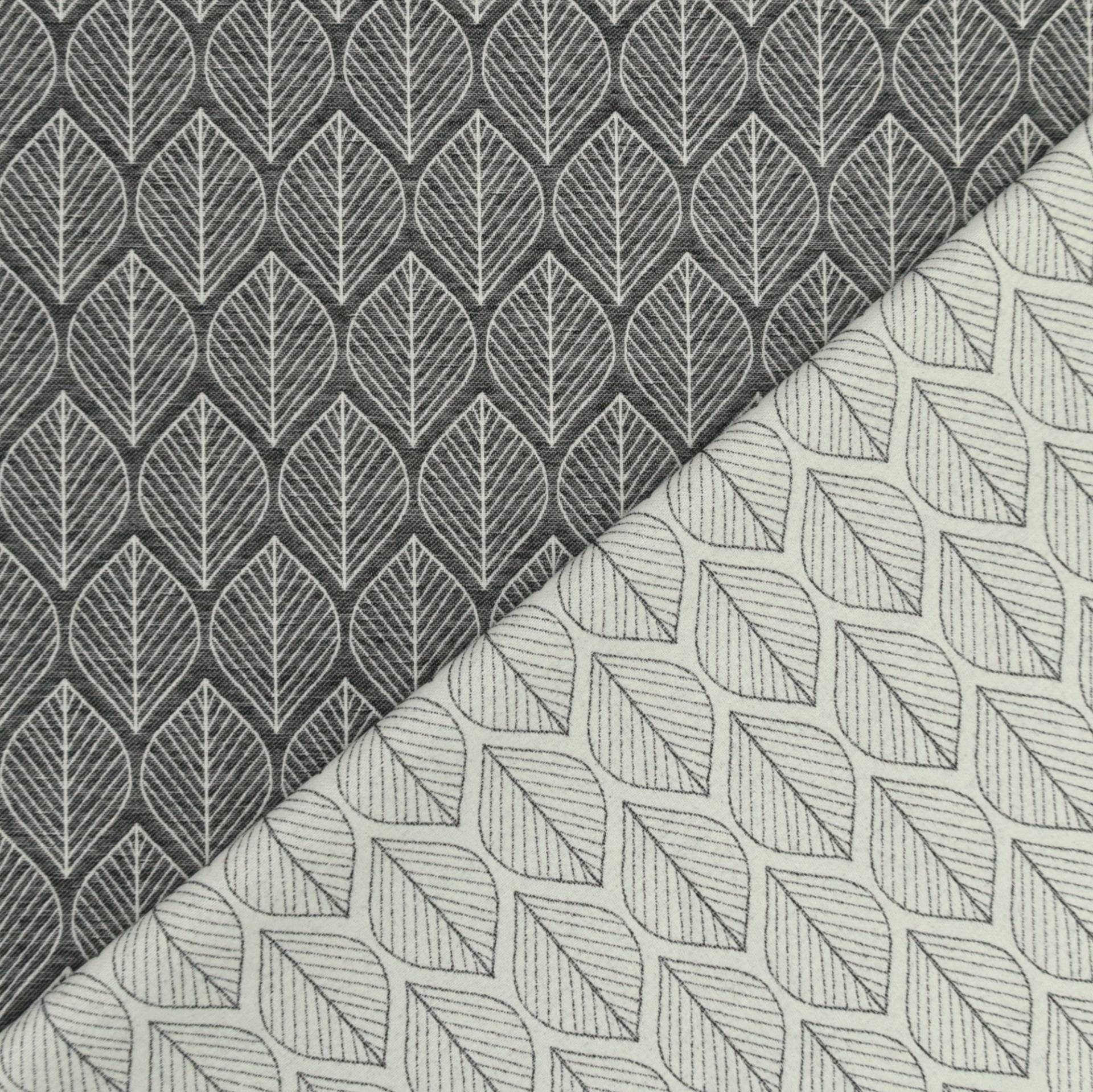 Dekostoff Jacquard Doubleface Blätter, schwarz Dekostoff Jacquard Doubleface Blätter, schwarz von Stoffe Hemmers